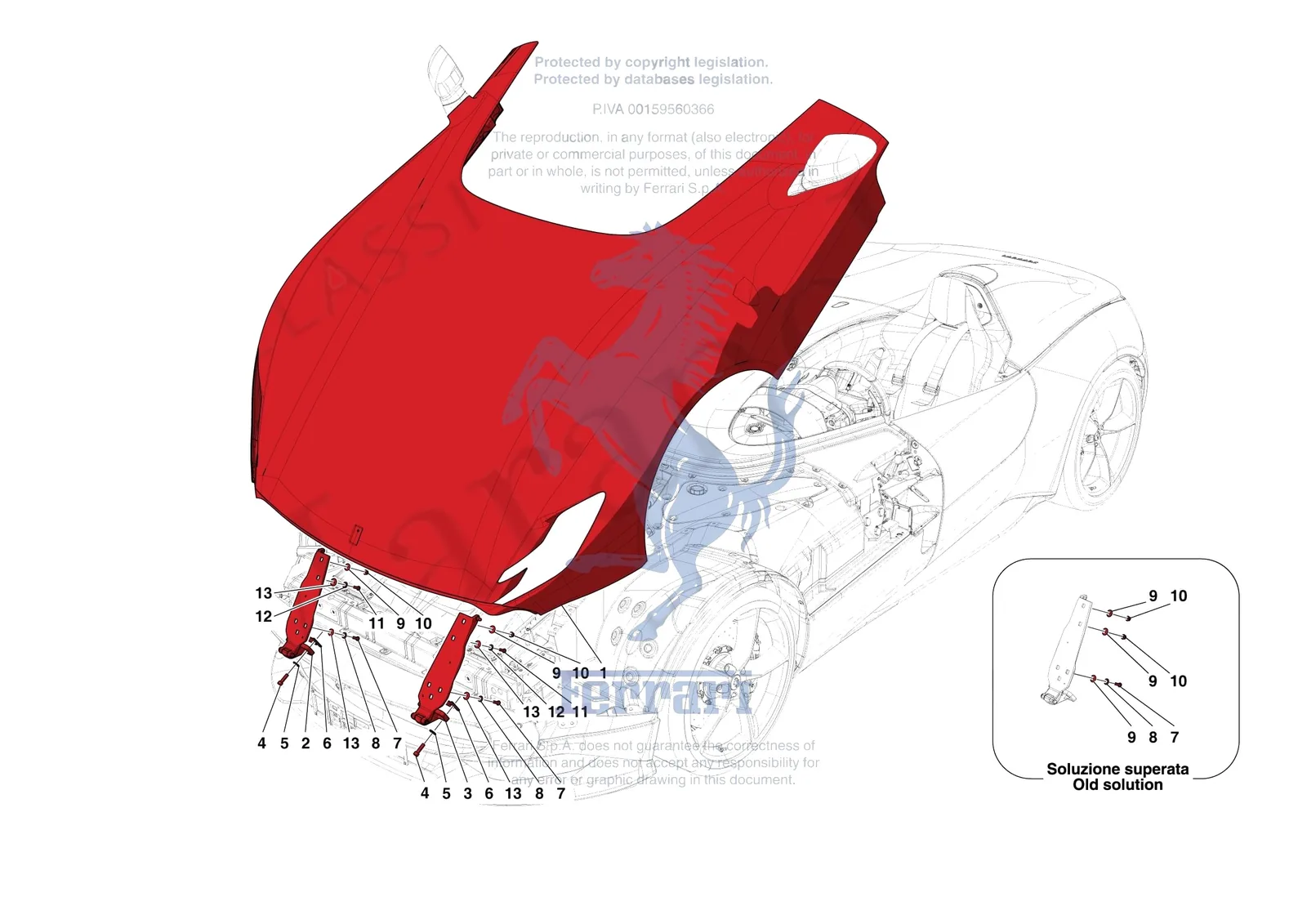 Ferrari Monza SP1 [VEHICLE TRIM] - E.9 - FRONT LID SUBSTRUCTURE exploded diagram