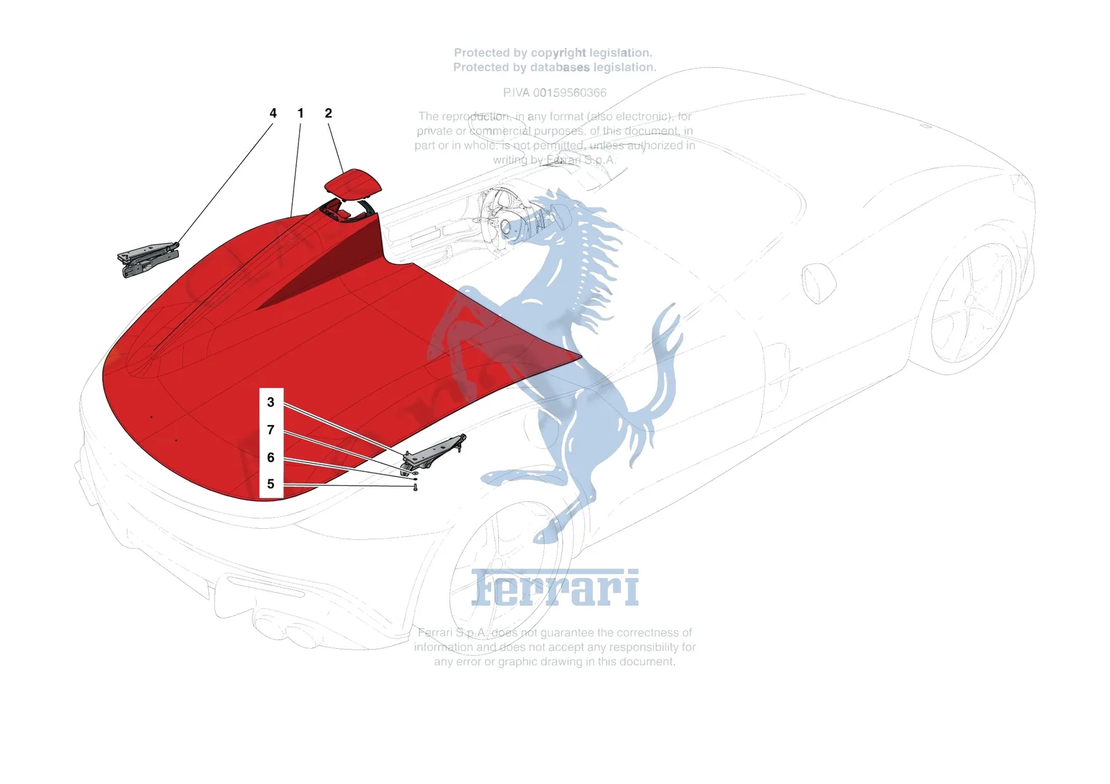 Ferrari Monza SP1 [VEHICLE TRIM] - E.10 - REAR LID SUBSTRUCTURE exploded diagram