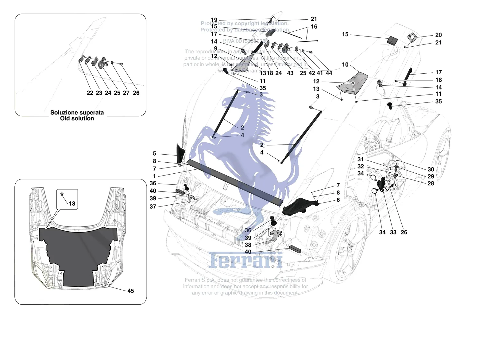 Ferrari Monza SP1 [VEHICLE TRIM] - E.33 - FRONT LID TRIM exploded diagram