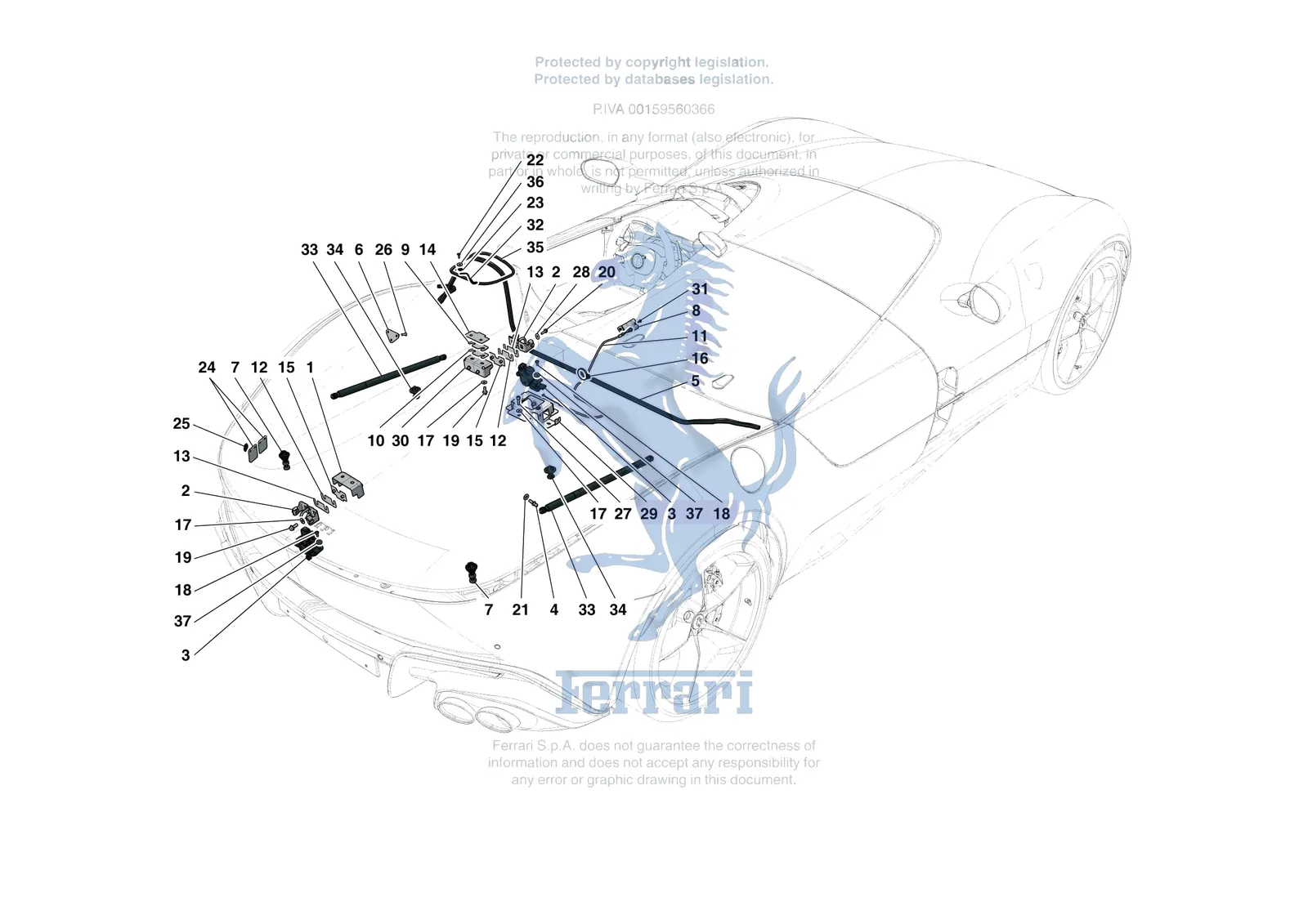 Ferrari Monza SP1 [VEHICLE TRIM] - E.36 - REAR LID TRIM exploded diagram