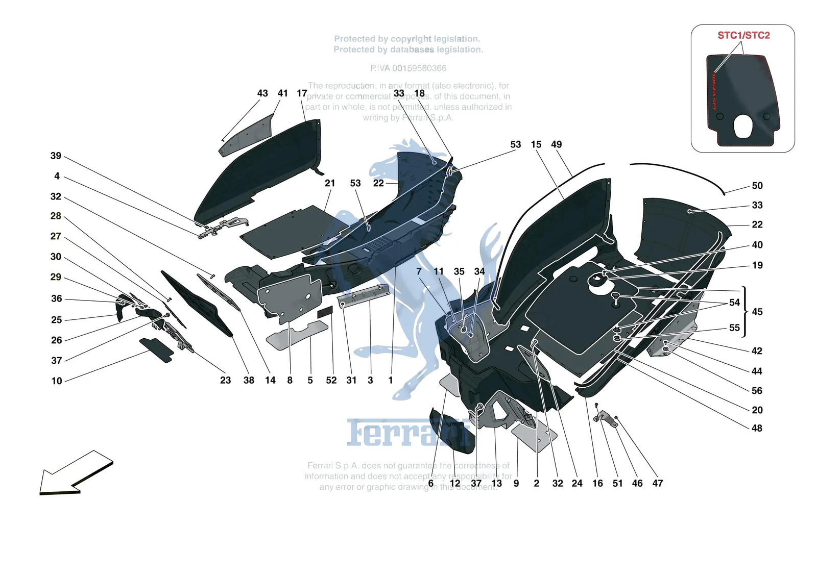 Ferrari Monza SP1 [VEHICLE TRIM] - E.44 - PASSENGER COMPARTMENT MATS exploded diagram