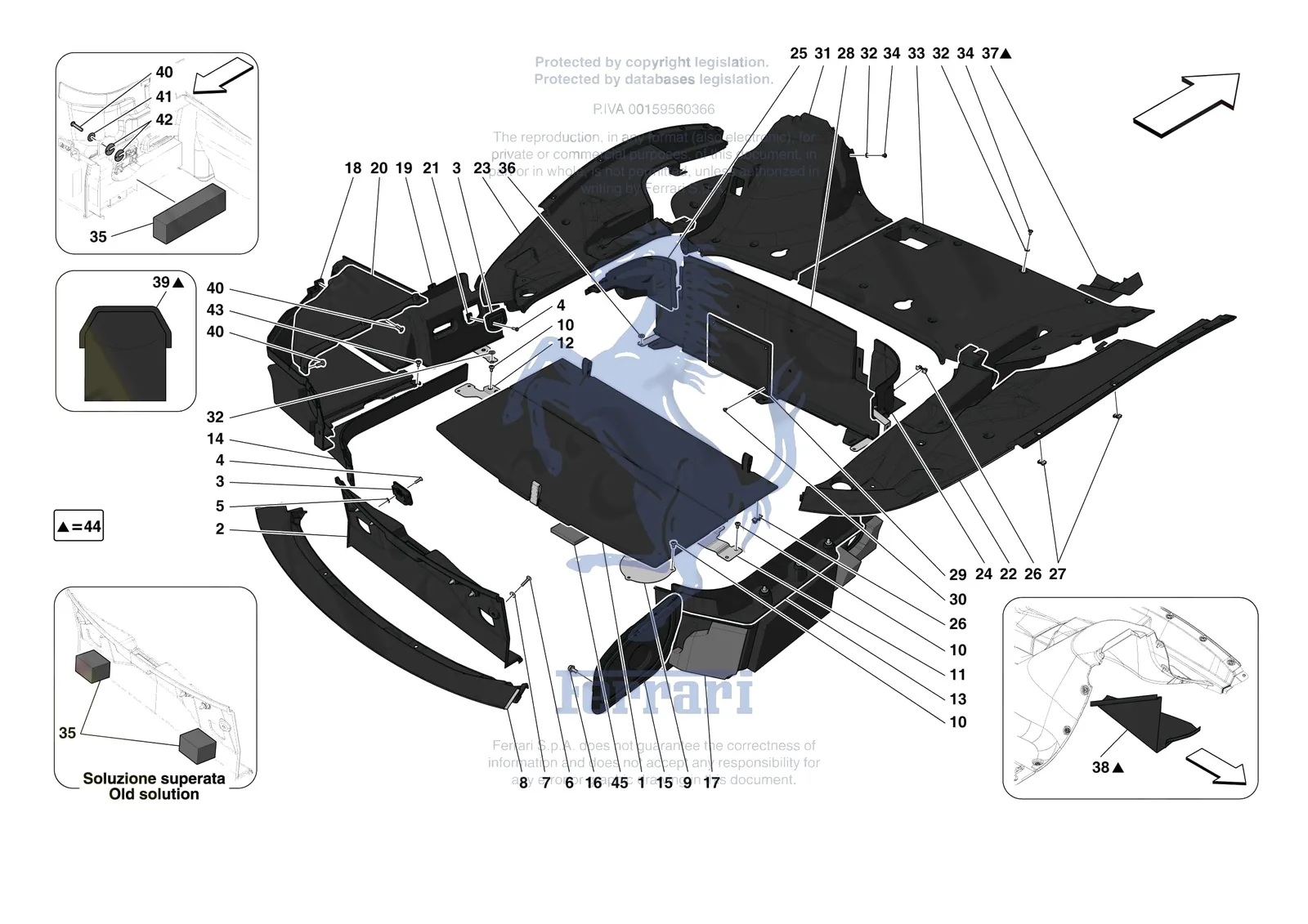 Ferrari Monza SP1 [VEHICLE TRIM] - E.45 - LUGGAGE COMPARTMENT MATS exploded diagram