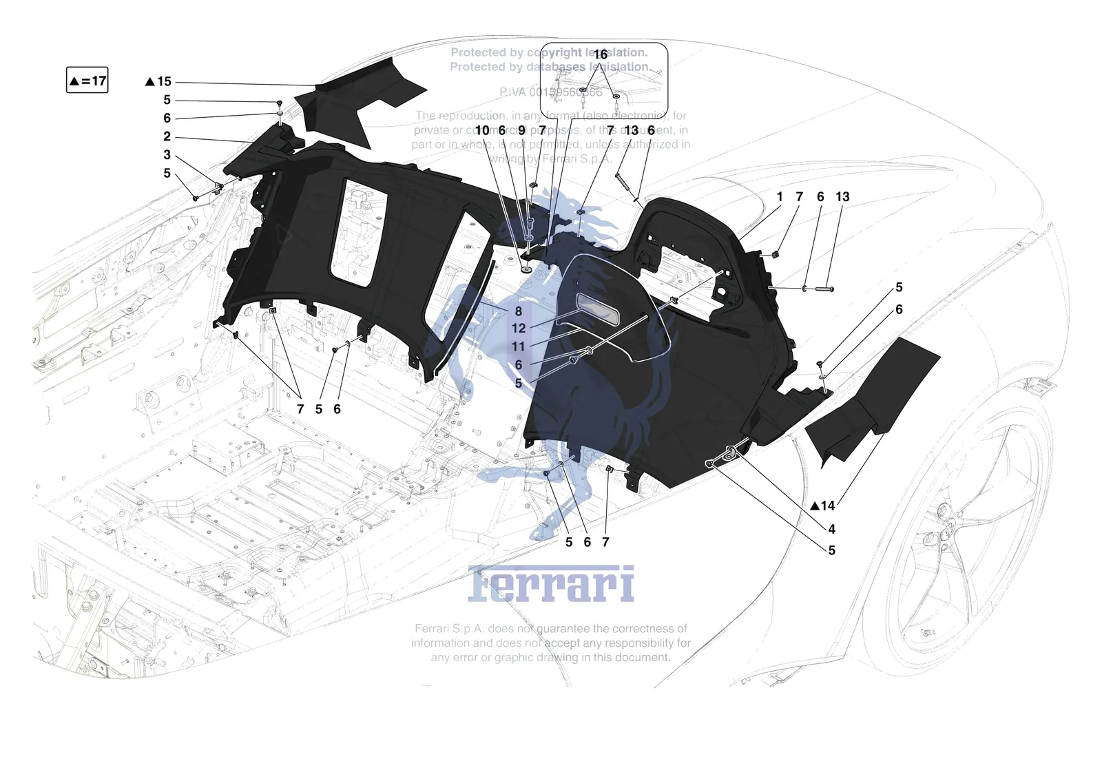 Ferrari Monza SP1 [VEHICLE TRIM] - E.46 - INTERNAL BULKHEAD WALL TRIM exploded diagram