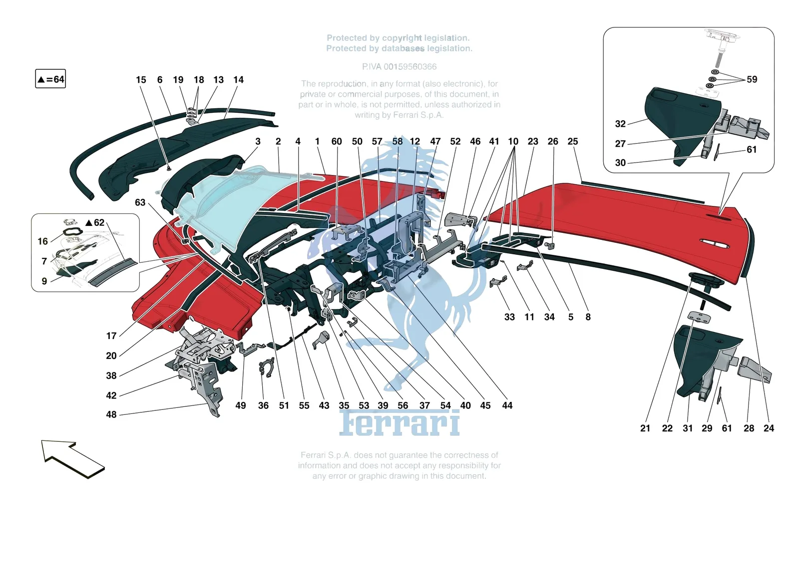 Ferrari Monza SP1 [VEHICLE TRIM] - E.47.01 - DASHBOARD - SUBSTRUCTURE -Not for RHD- exploded diagram