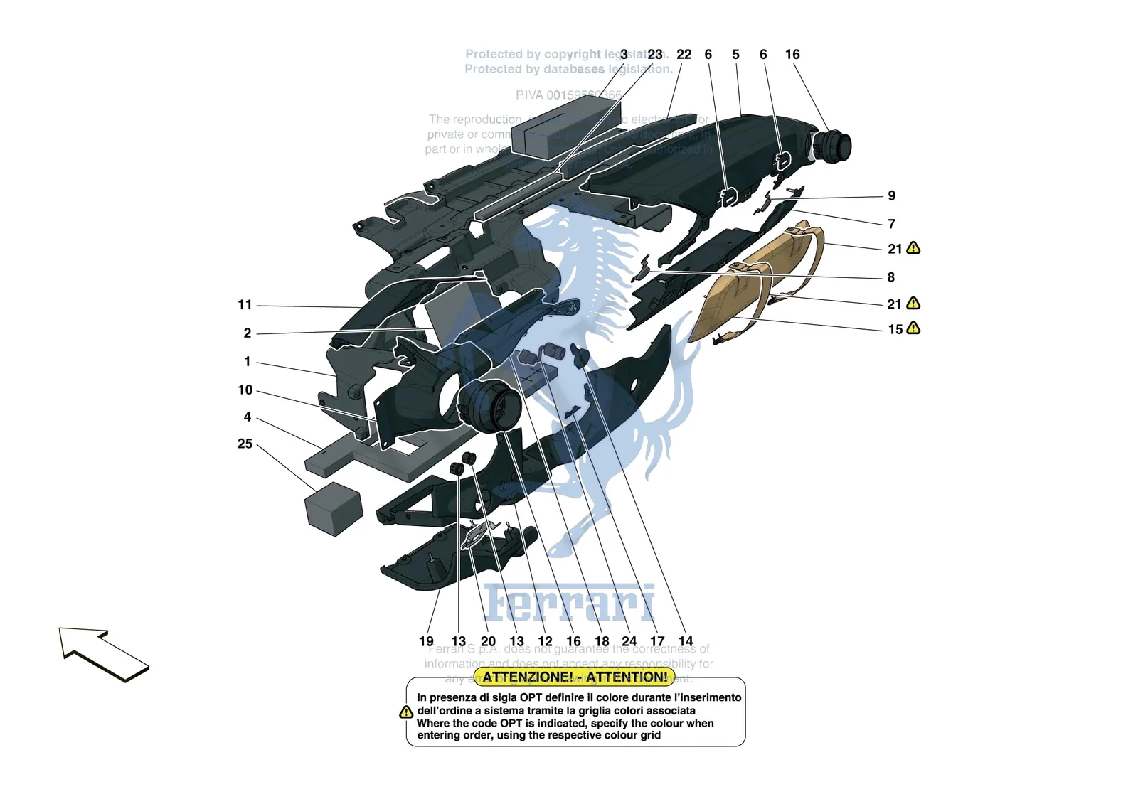 Ferrari Monza SP1 [VEHICLE TRIM] - E.47.03 - DASHBOARD - TRIM -Not for RHD- exploded diagram