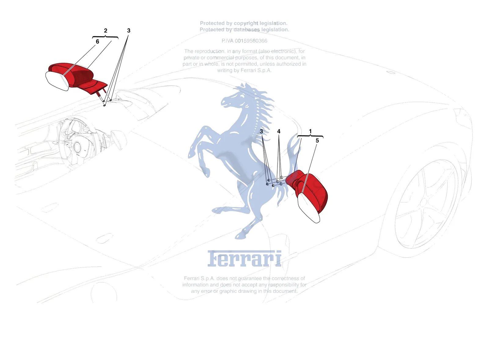 Ferrari Monza SP1 [VEHICLE TRIM] - E.54 - EXTERNAL REAR VIEW MIRRORS exploded diagram
