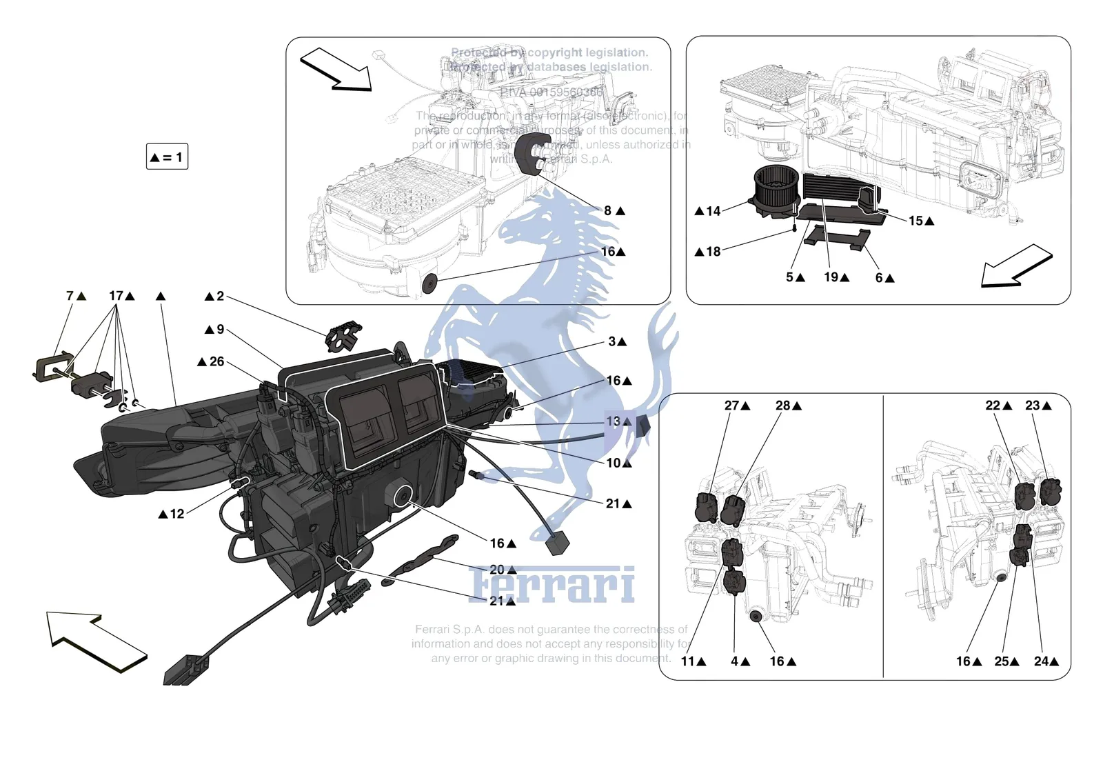 Ferrari Monza SP1 [VEHICLE TRIM] - E.57.01 - AC SYSTEM - EVAPORATOR exploded diagram