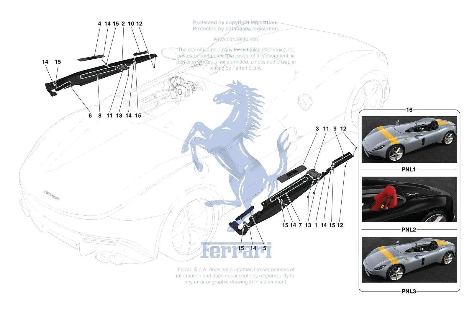 Ferrari Monza SP1 [VEHICLE TRIM] - E.59 - EXTERNAL LATERAL TRIM exploded diagram