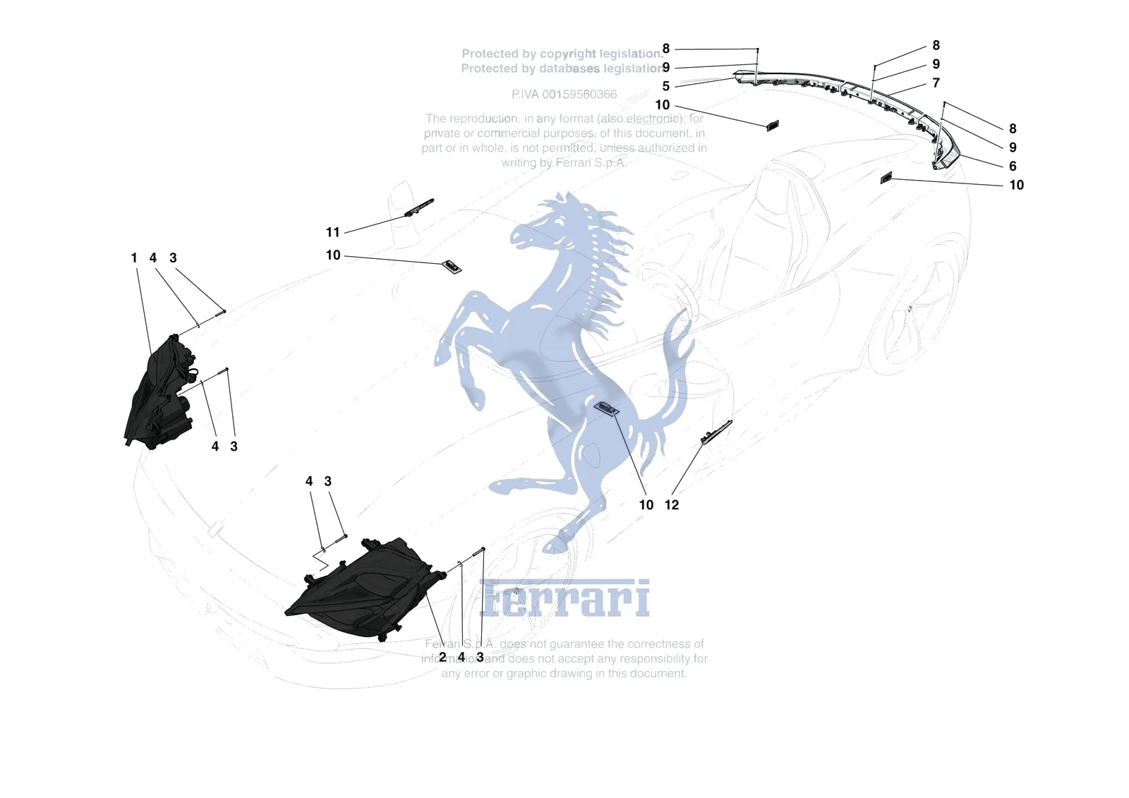 Ferrari Monza SP1 [ELECTRICAL SYSTEM] - F.9 - LIGHTING SYSTEMS exploded diagram