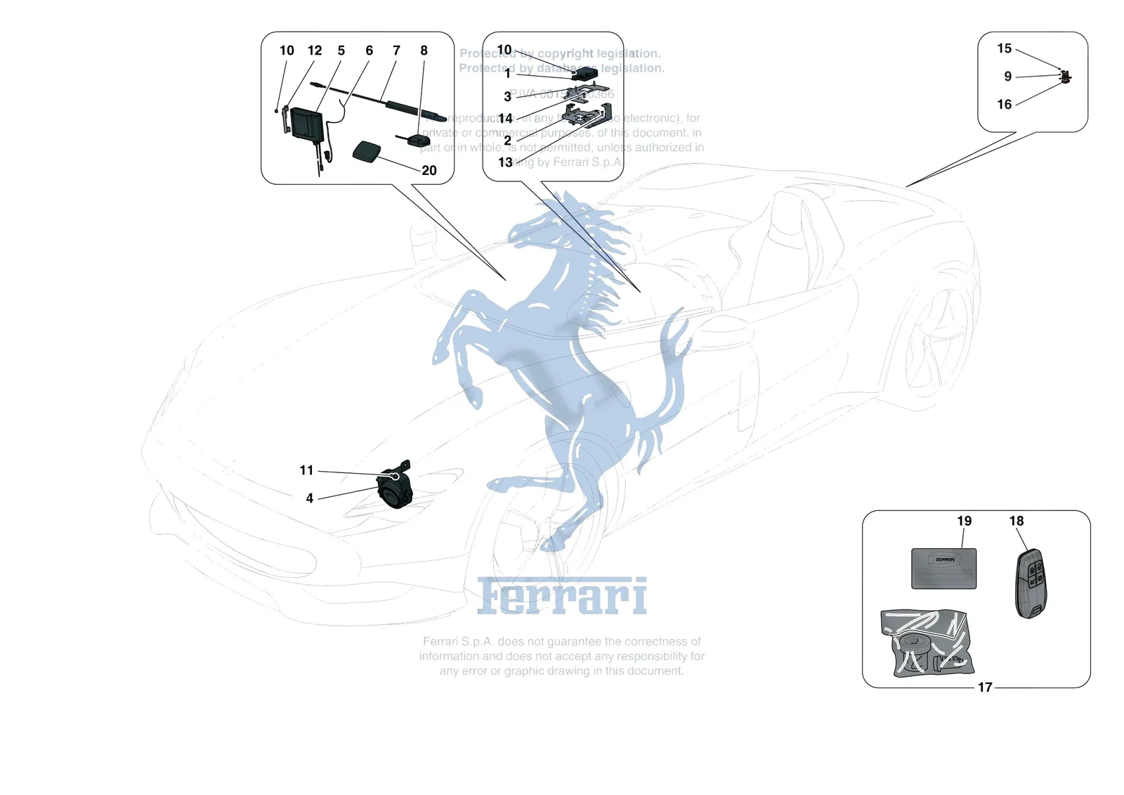 Ferrari Monza SP1 [ELECTRICAL SYSTEM] - F.11 - ANTI-THEFT SYSTEM exploded diagram