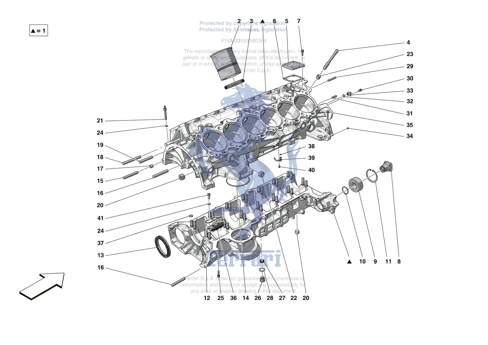 Ferrari Monza SP2 [ENGINE] - B.1 - CRANKCASE exploded diagram