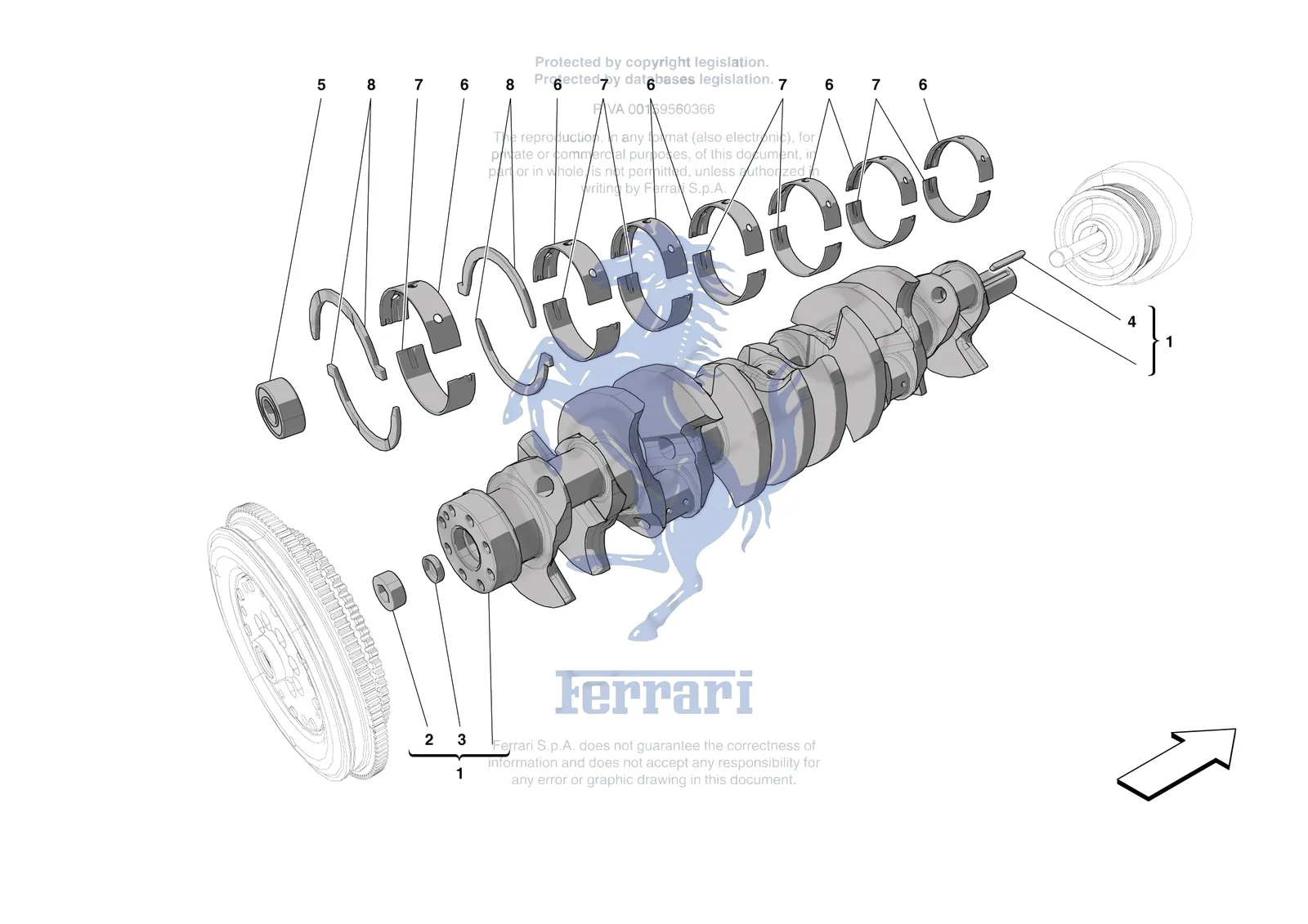 Ferrari Monza SP2 [ENGINE] - B.4 - CRANKSHAFT exploded diagram