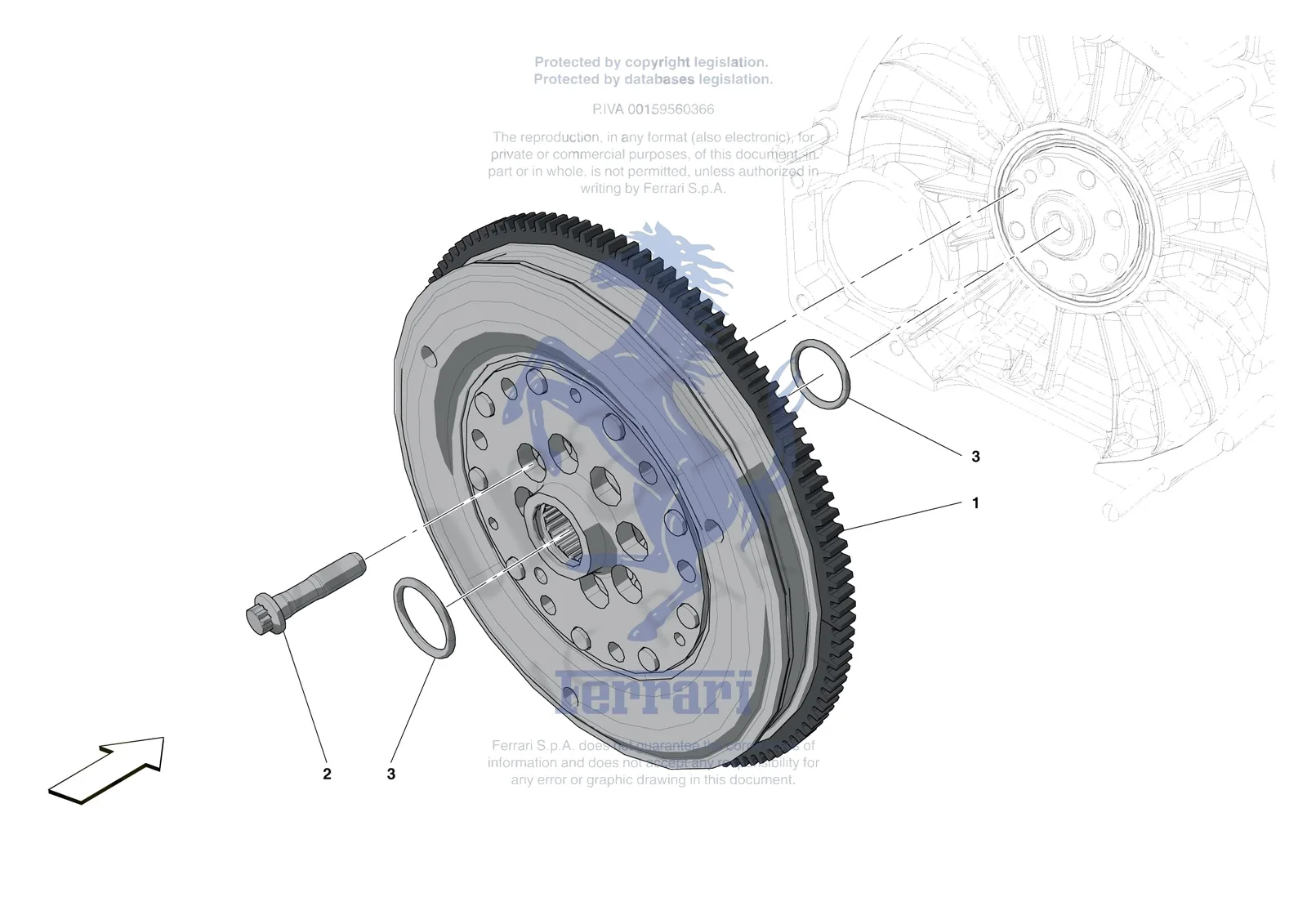 Ferrari Monza SP2 [ENGINE] - B.6 - ENGINE FLYWHEEL exploded diagram