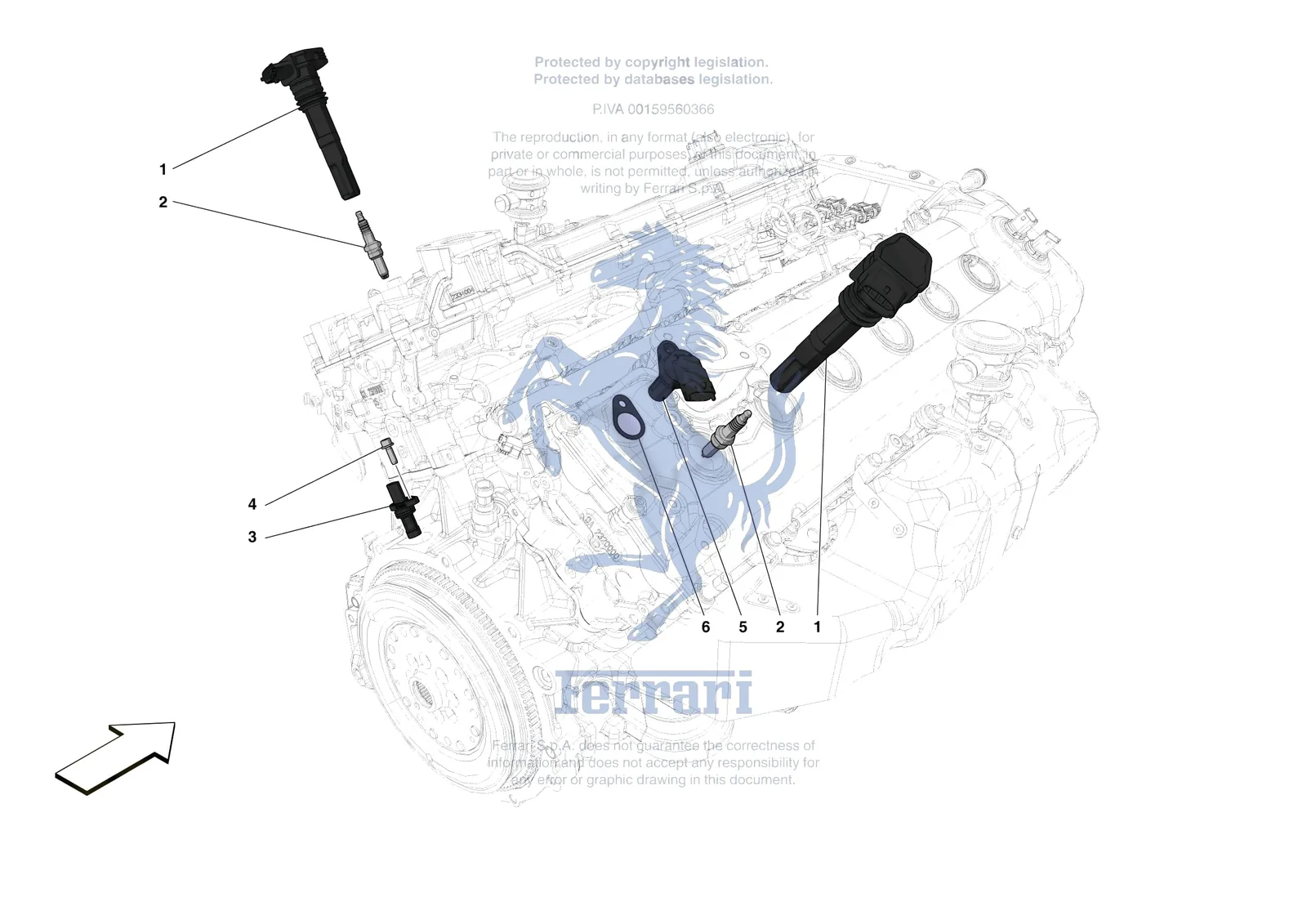 Ferrari Monza SP2 [ENGINE] - B.16 - IGNITION COIL SPARK PLUGS AND SENSORS exploded diagram