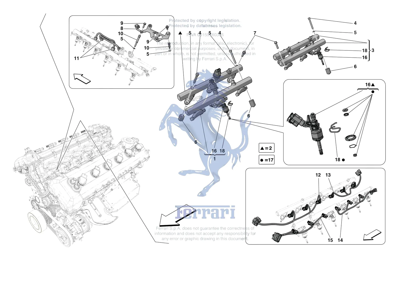 Ferrari Monza SP2 [ENGINE] - B.17 - INJECTOR PIPES exploded diagram