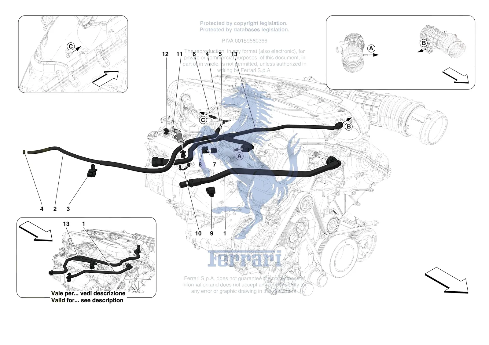 Ferrari Monza SP2 [ENGINE] - B.21 - VENTS exploded diagram