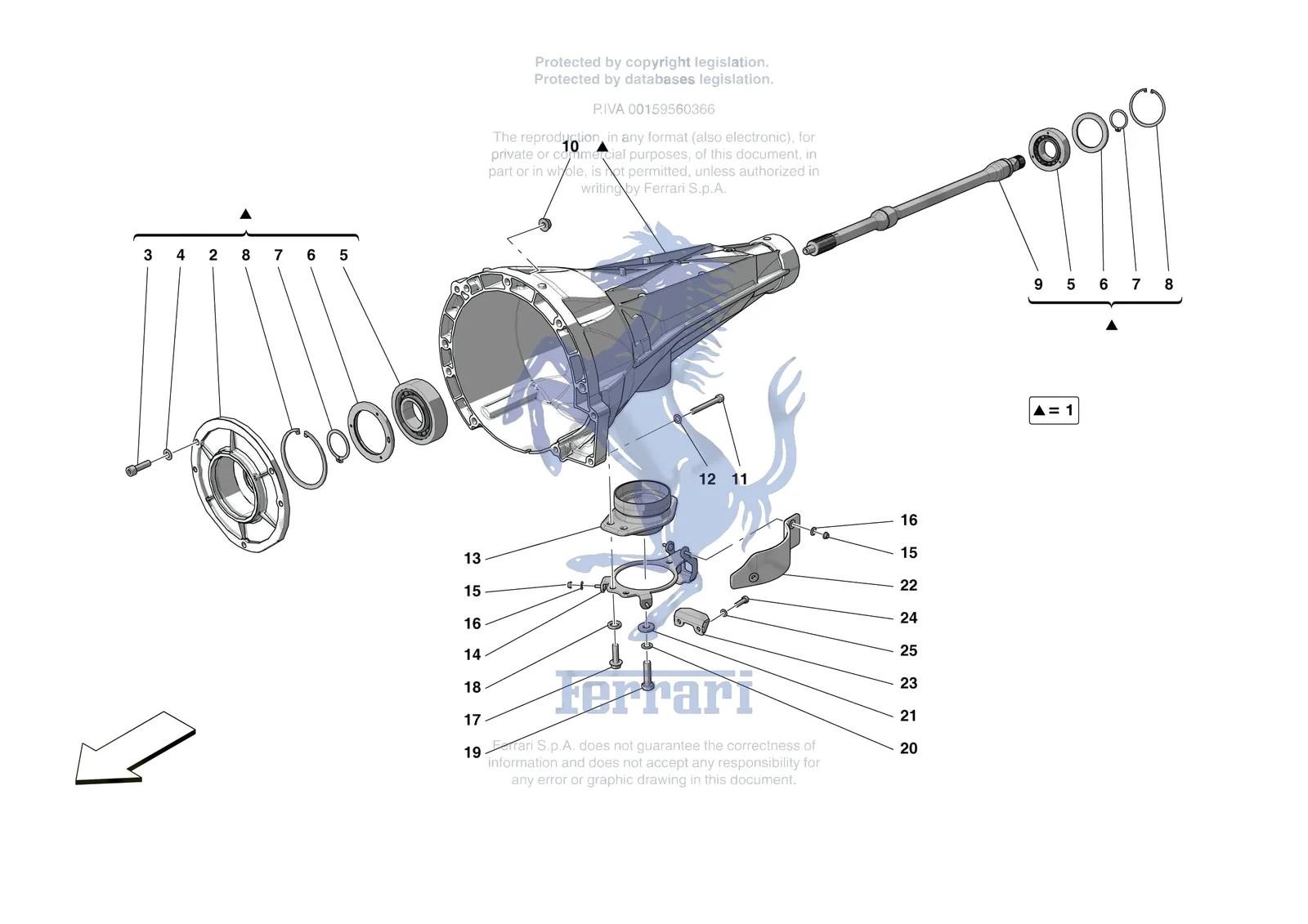 Ferrari Monza SP2 [GEARBOX] - C.5 - CLUTCH HOUSING exploded diagram