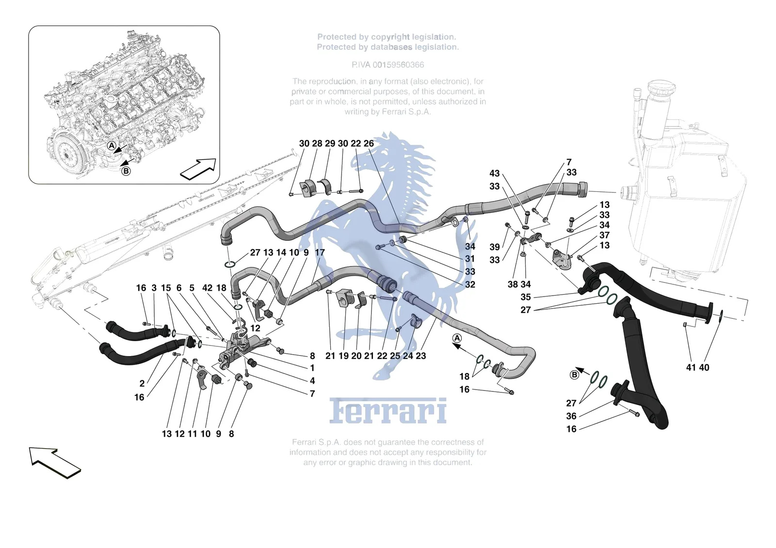 Ferrari Monza SP2 [MECHANICAL SYSTEM] - D.10 - OIL PIPES AND ENGINE OIL LEVEL SENSOR exploded diagram