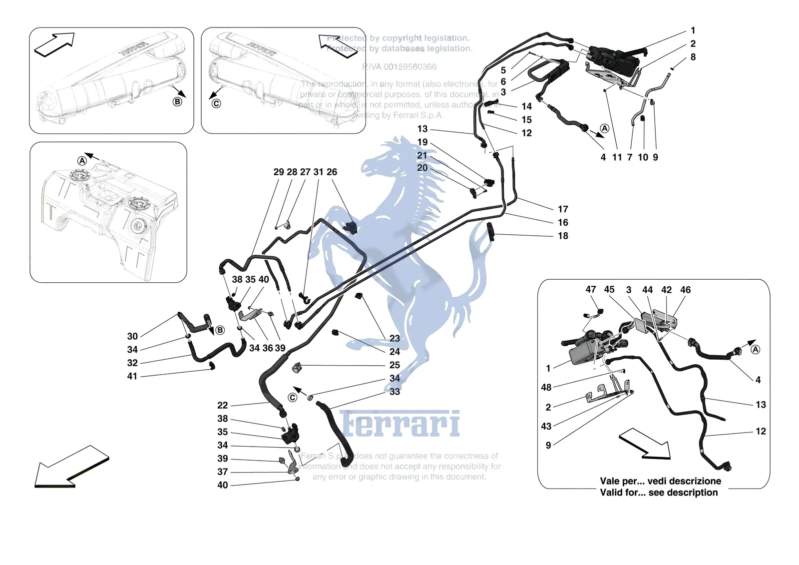 Ferrari Monza SP2 [MECHANICAL SYSTEM] - D.13 - EVAPORATIVE EMISSIONS CONTROL SYSTEM exploded diagram