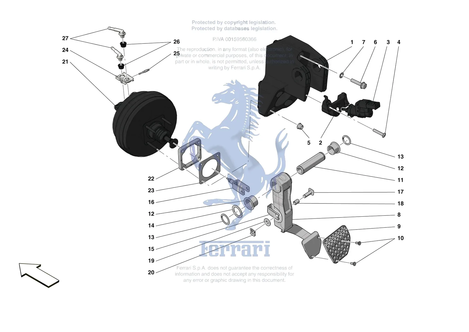 Ferrari Monza SP2 [MECHANICAL SYSTEM] - D.20 - PEDAL BOARD exploded diagram
