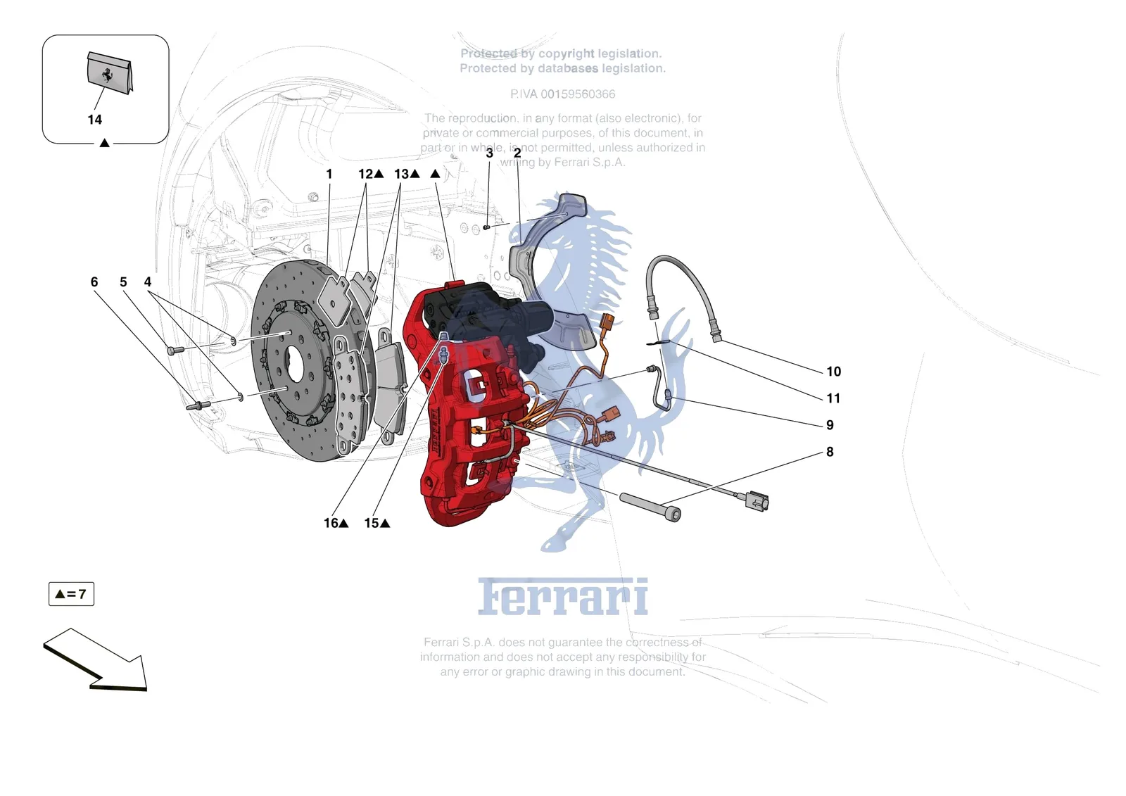 Ferrari Monza SP2 [MECHANICAL SYSTEM] - D.27.03 - REAR SUSPENSION - CALIPERS AND DISCS exploded diagram
