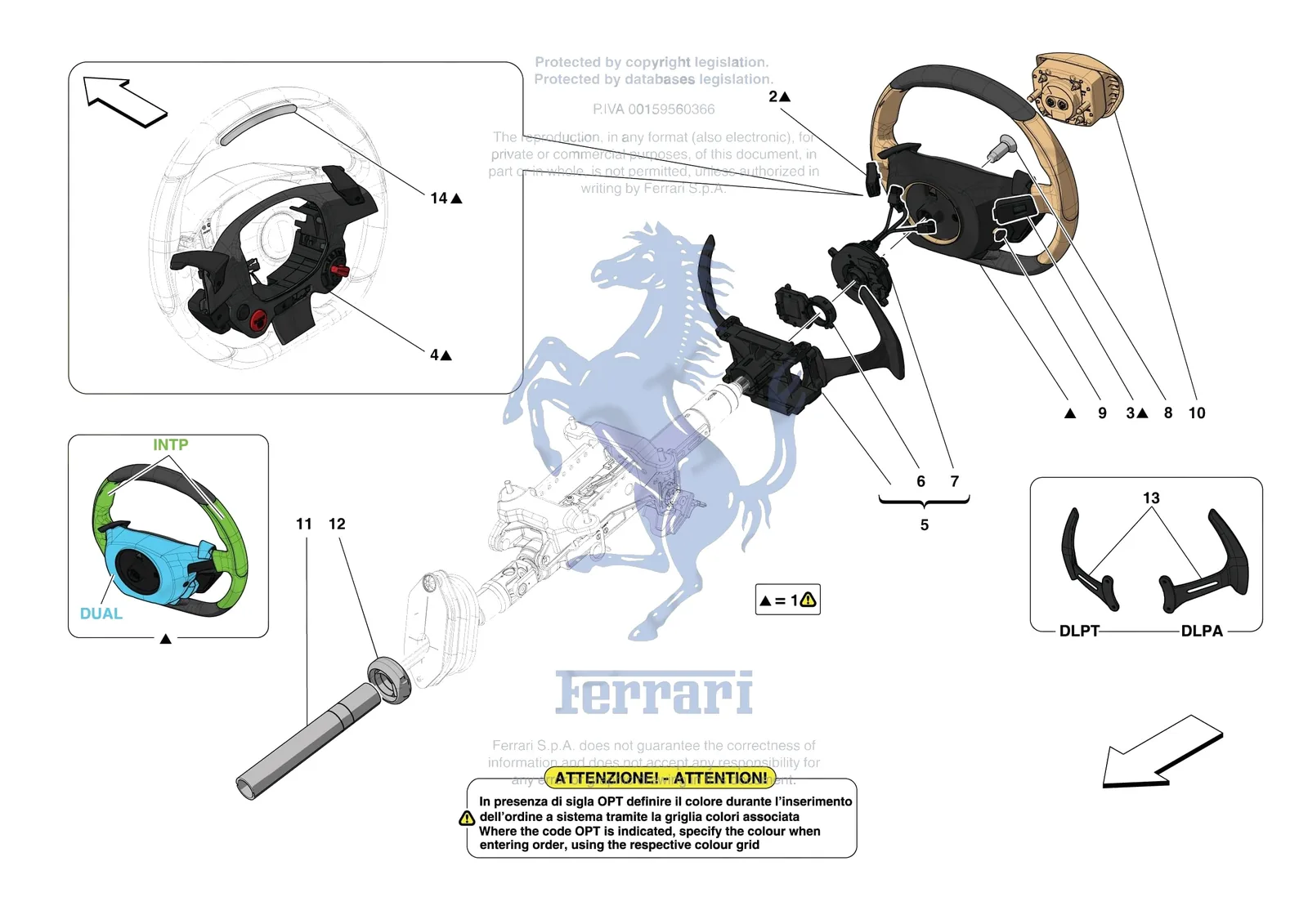 Ferrari Monza SP2 [MECHANICAL SYSTEM] - D.30.02 - STEERING WHEEL AND STEERING SYSTEM - STEERING WHEEL AND AIRBAG exploded diagram