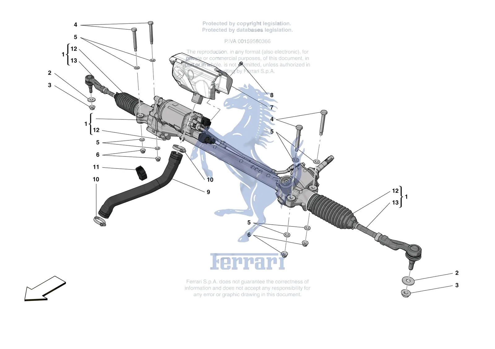 Ferrari Monza SP2 [MECHANICAL SYSTEM] - D.31 - STEERING BOX exploded diagram