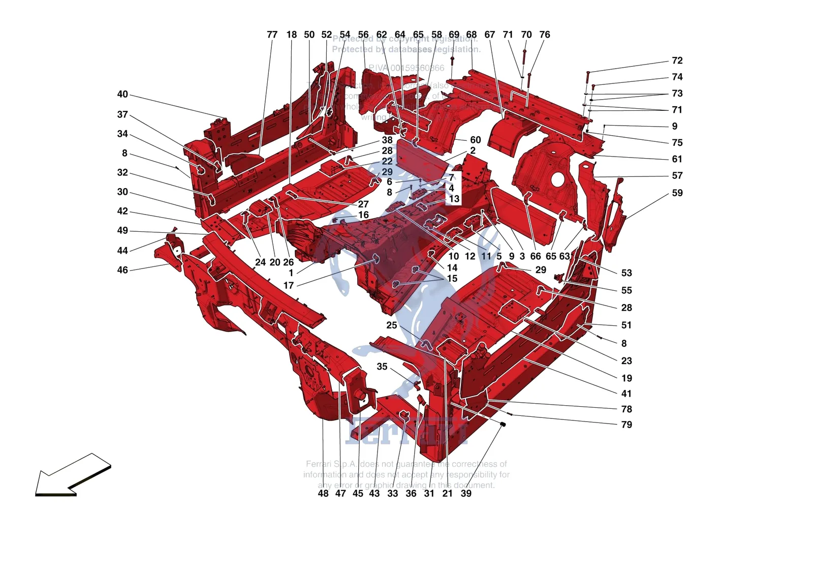 Ferrari Monza SP2 [VEHICLE TRIM] - E.01.02 - STRUCTURES AND ELEMENTS CENTRE OF VEHICLE exploded diagram