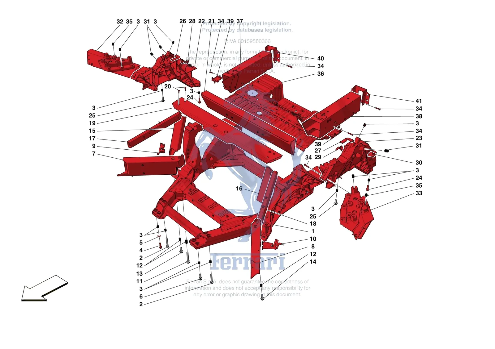 Ferrari Monza SP2 [VEHICLE TRIM] - E.01.03 - STRUCTURES AND ELEMENTS REAR OF VEHICLE exploded diagram