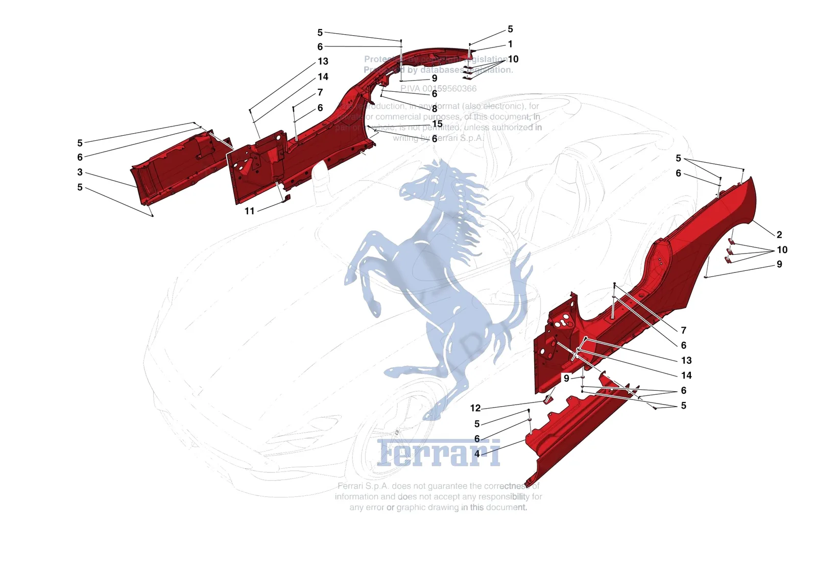 Ferrari Monza SP2 [VEHICLE TRIM] - E.2 - LATERAL OUTER BODYSHELL exploded diagram