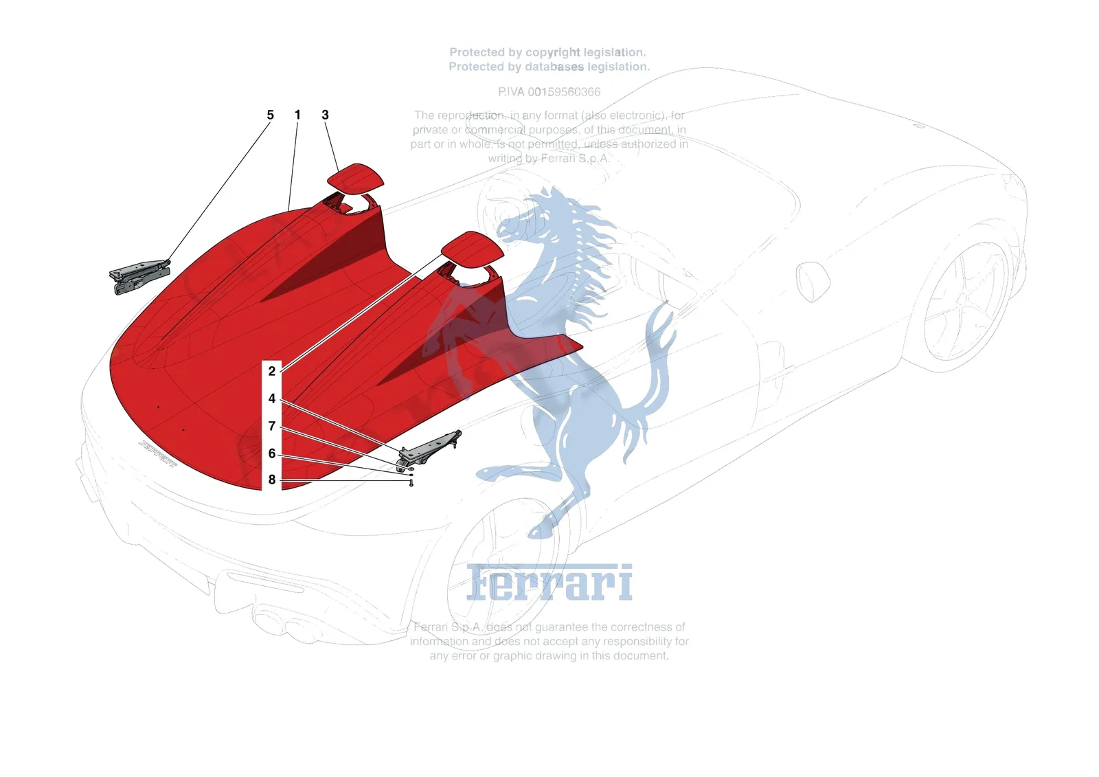 Ferrari Monza SP2 [VEHICLE TRIM] - E.10 - REAR LID SUBSTRUCTURE exploded diagram