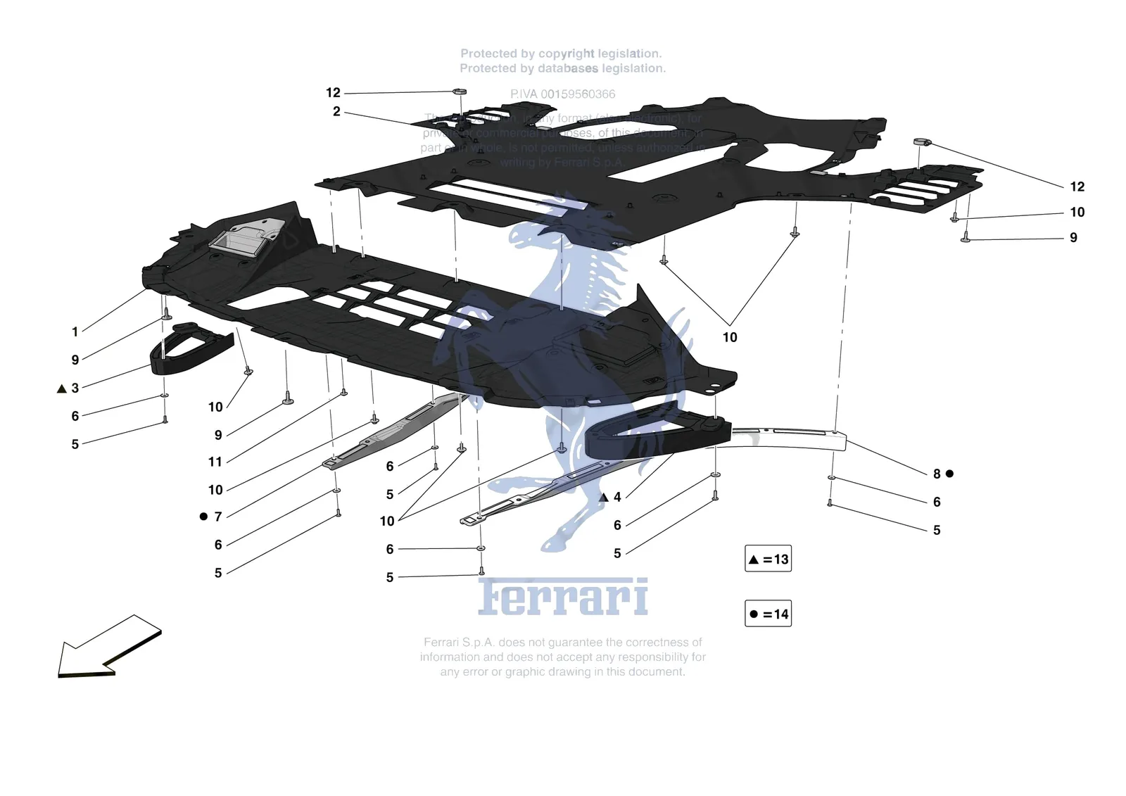 Ferrari Monza SP2 [VEHICLE TRIM] - E.14 - FRONT SHIELDS exploded diagram