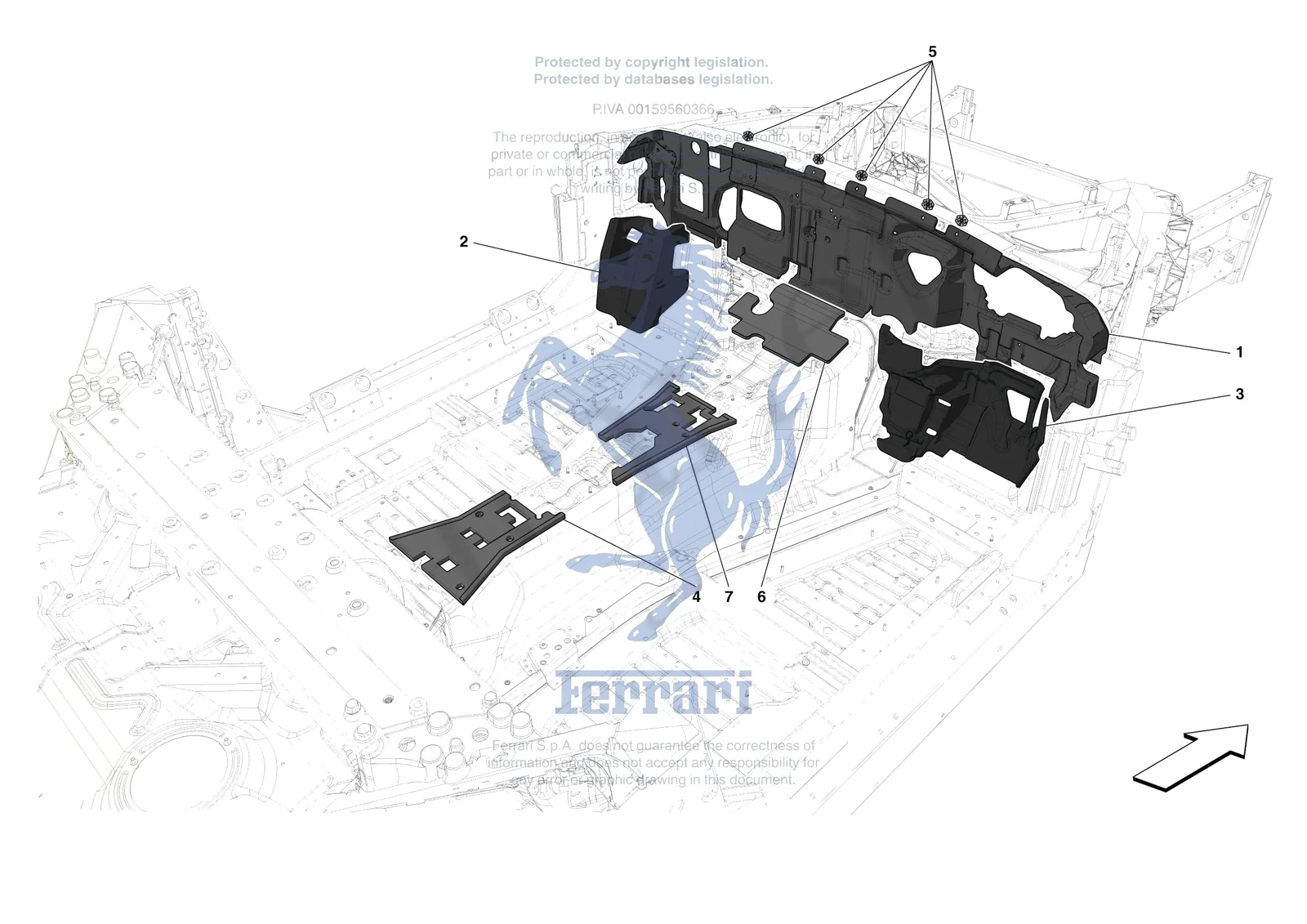 Ferrari Monza SP2 [VEHICLE TRIM] - E.19 - INTERNAL CABIN INSULATION exploded diagram