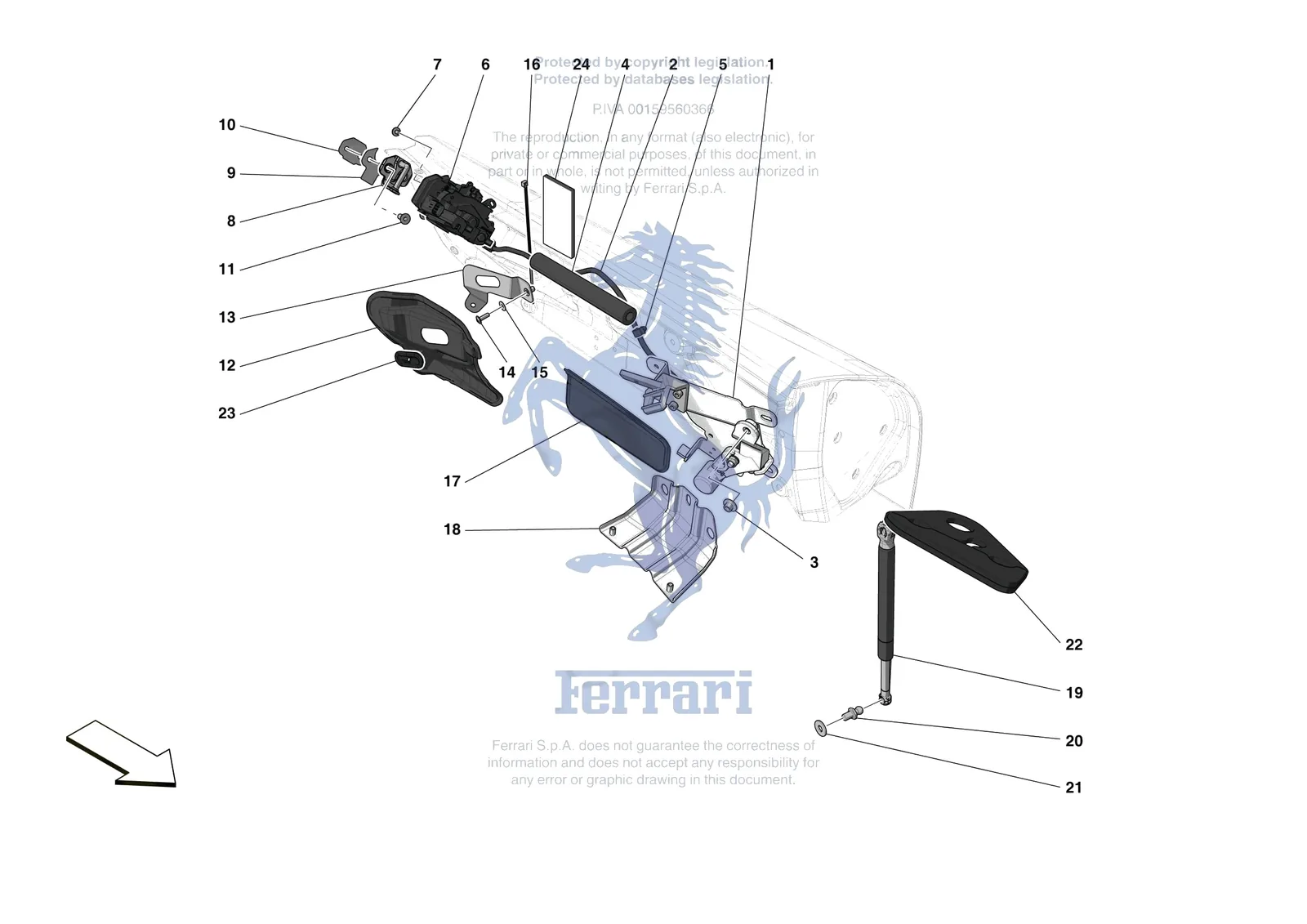 Ferrari Monza SP2 [VEHICLE TRIM] - E.29.02 - DOORS - OPENING MECHANISMS AND HINGES exploded diagram