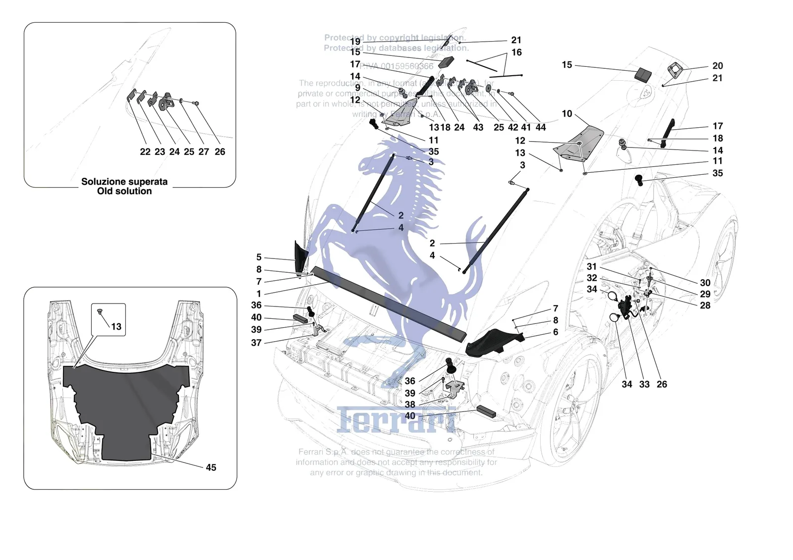 Ferrari Monza SP2 [VEHICLE TRIM] - E.33 - FRONT LID TRIM exploded diagram