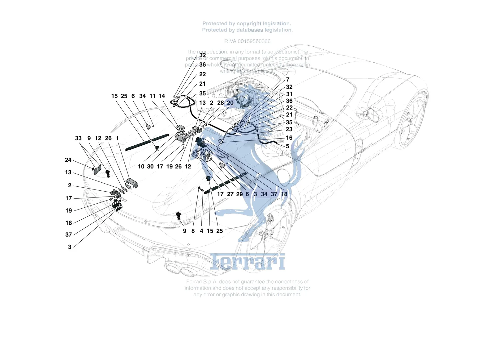 Ferrari Monza SP2 [VEHICLE TRIM] - E.36 - REAR LID TRIM exploded diagram