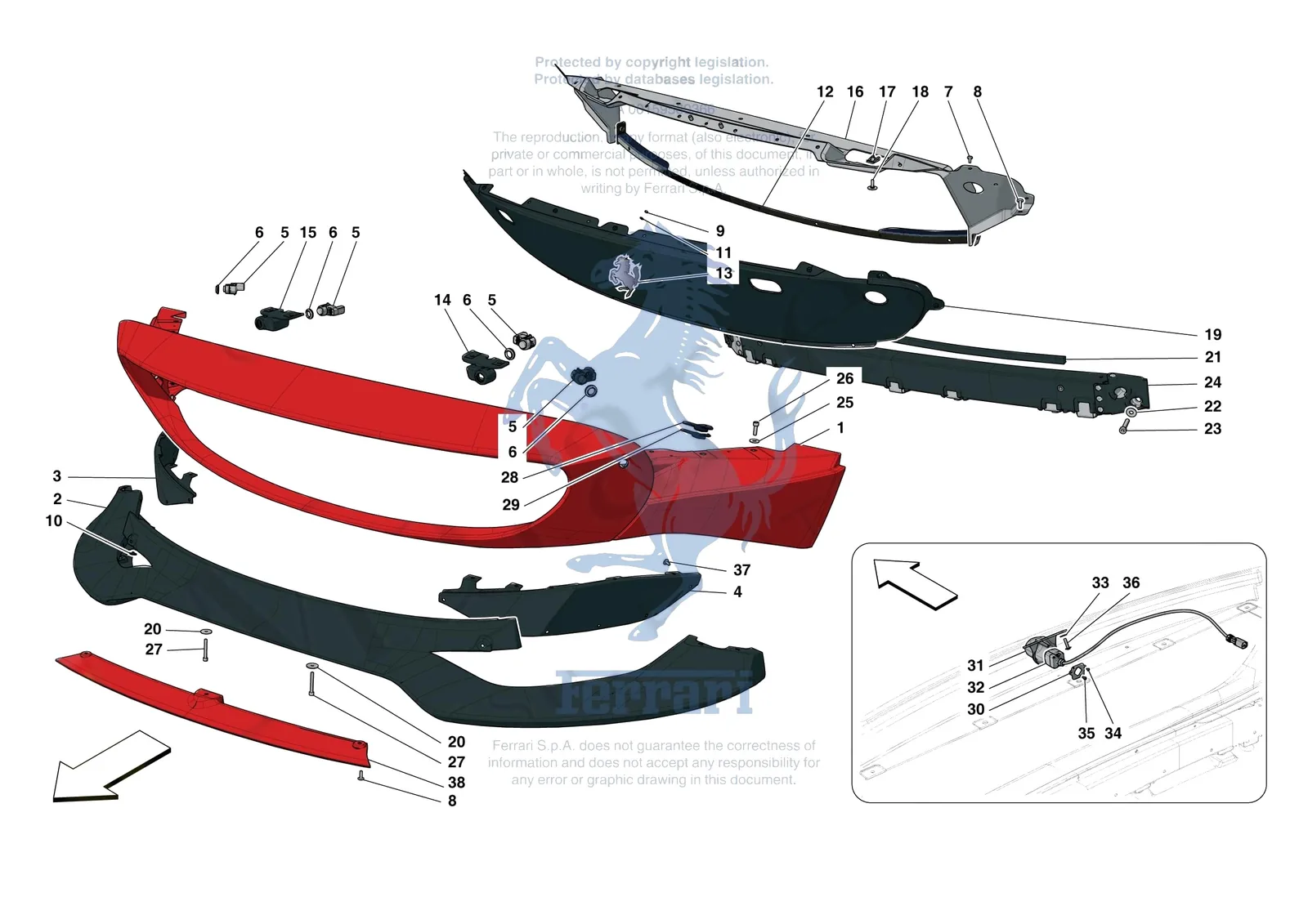 Ferrari Monza SP2 [VEHICLE TRIM] - E.40 - FRONT BUMPER exploded diagram
