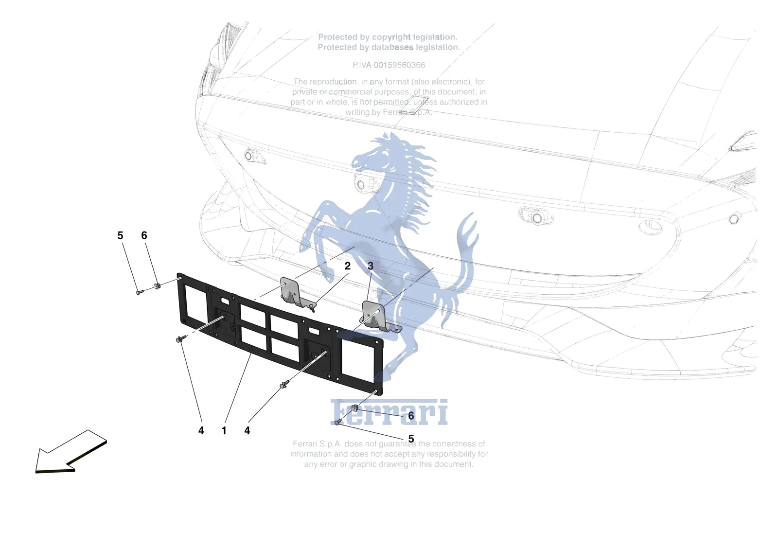 Ferrari Monza SP2 [VEHICLE TRIM] - E.41 - INSTALLING FRONT LICENSE PLATE exploded diagram