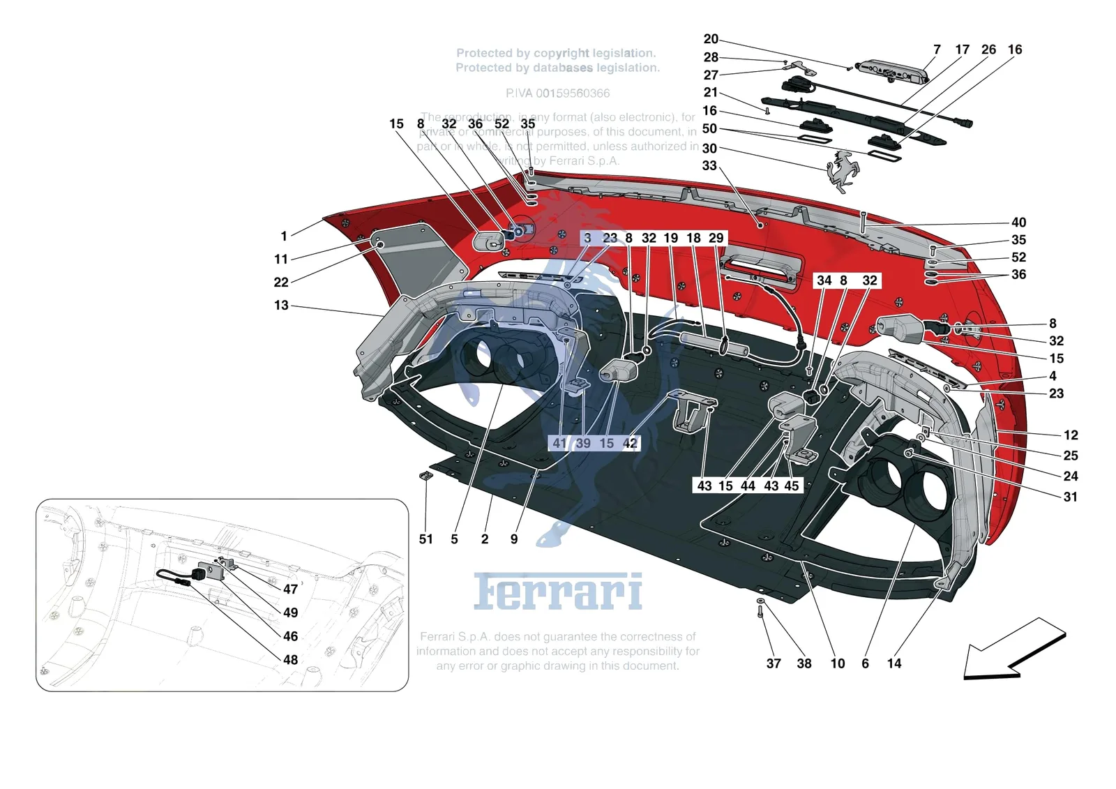 Ferrari Monza SP2 [VEHICLE TRIM] - E.42.01 - REAR BUMPER exploded diagram