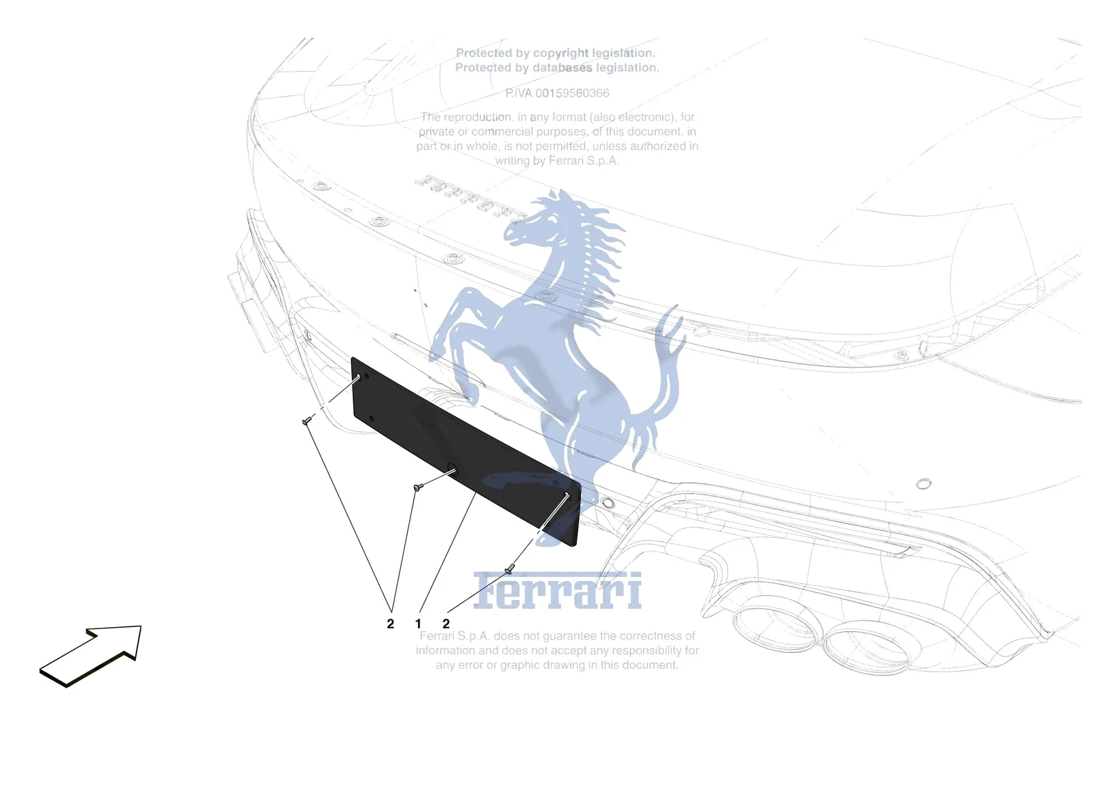 Ferrari Monza SP2 [VEHICLE TRIM] - E.43 - REAR LICENSE PLATE INSTALLATION exploded diagram