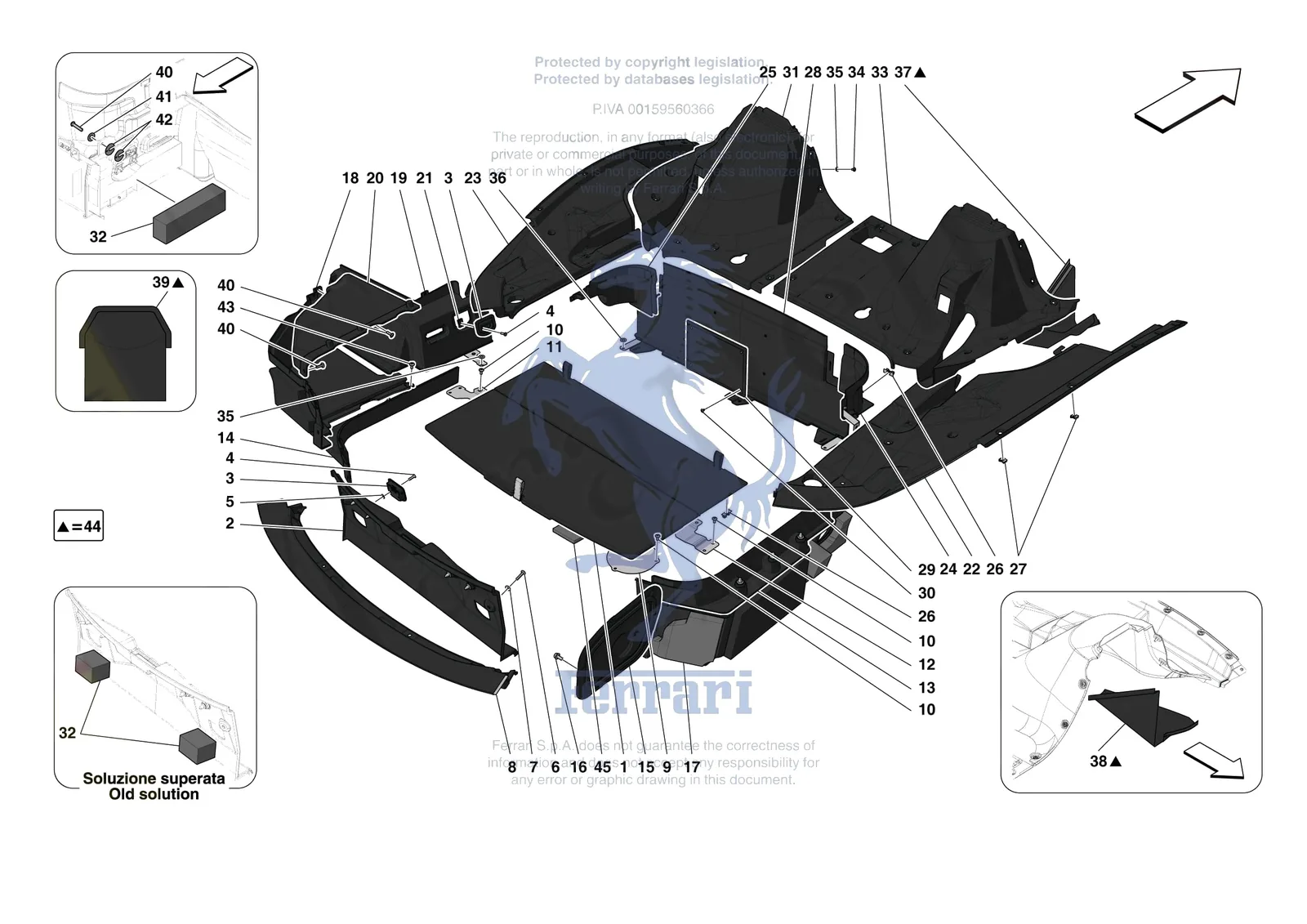 Ferrari Monza SP2 [VEHICLE TRIM] - E.45 - LUGGAGE COMPARTMENT MATS exploded diagram