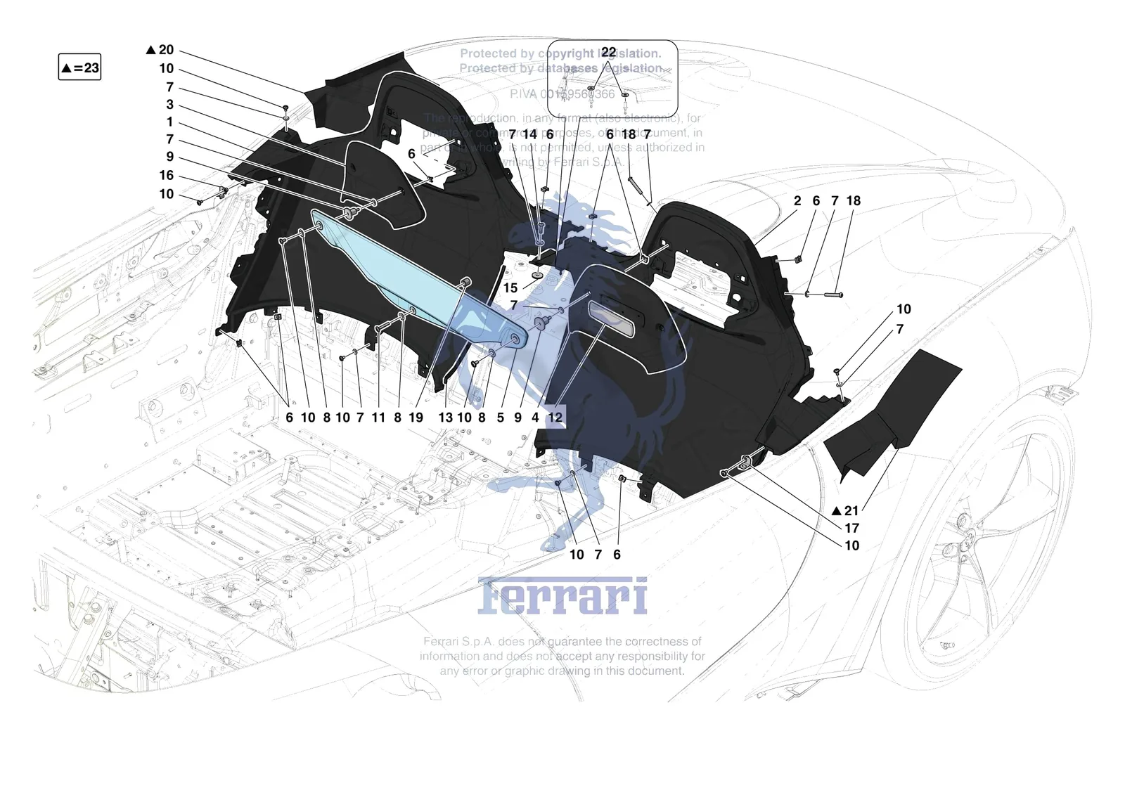 Ferrari Monza SP2 [VEHICLE TRIM] - E.46 - INTERNAL BULKHEAD WALL TRIM exploded diagram
