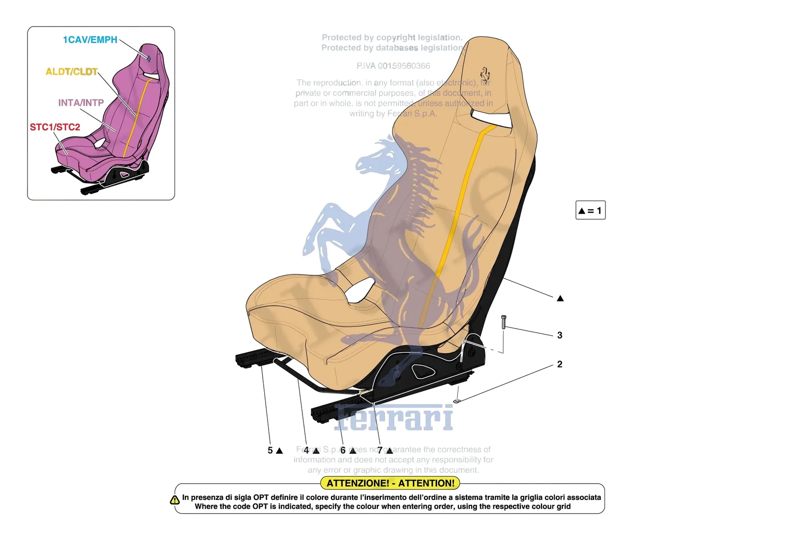 Ferrari Monza SP2 [VEHICLE TRIM] - E.51.03 - FRONT SEATS - RACING SEAT exploded diagram