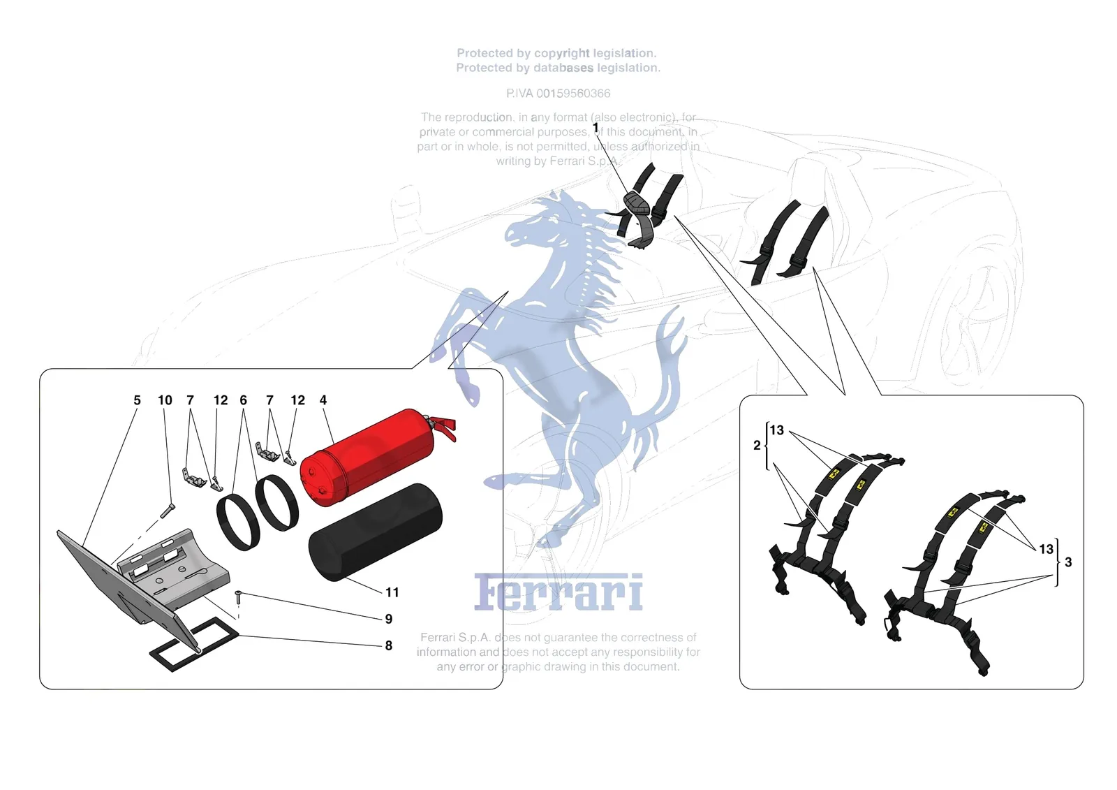 Ferrari Monza SP2 [VEHICLE TRIM] - E.53 - OTHER INTERIOR TRIM ACCESSORIES exploded diagram