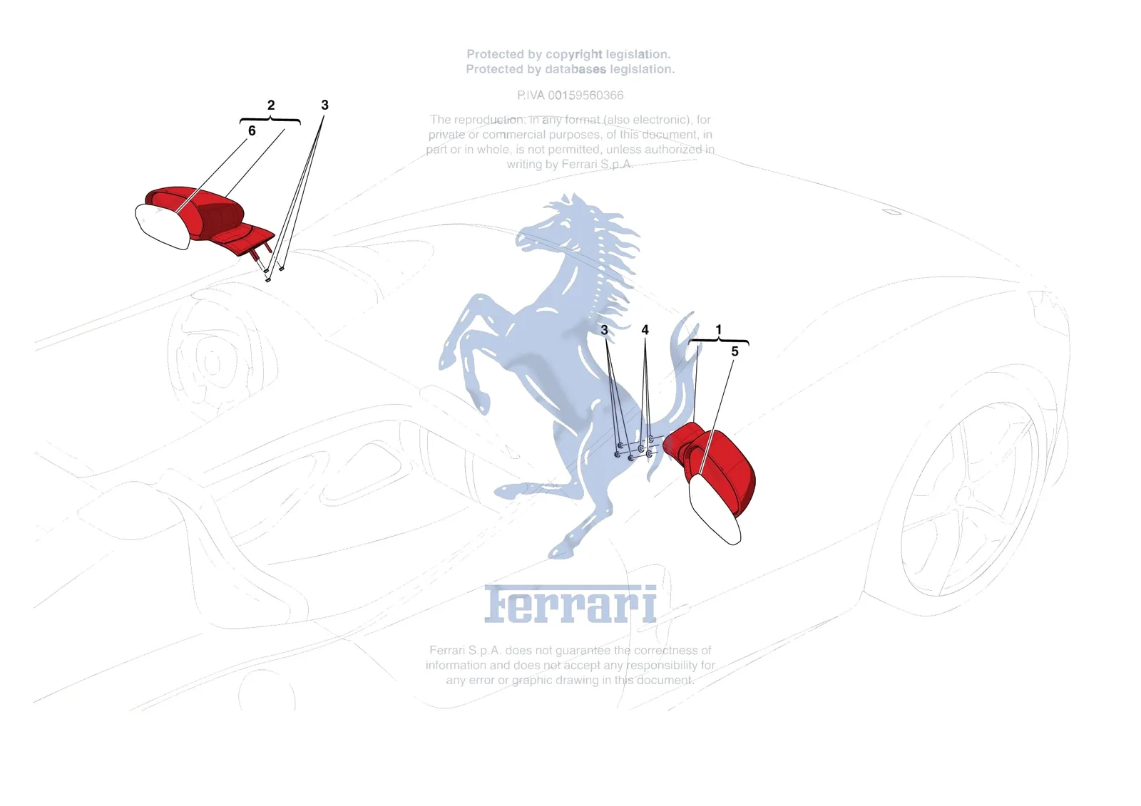 Ferrari Monza SP2 [VEHICLE TRIM] - E.54 - EXTERNAL REAR VIEW MIRRORS exploded diagram