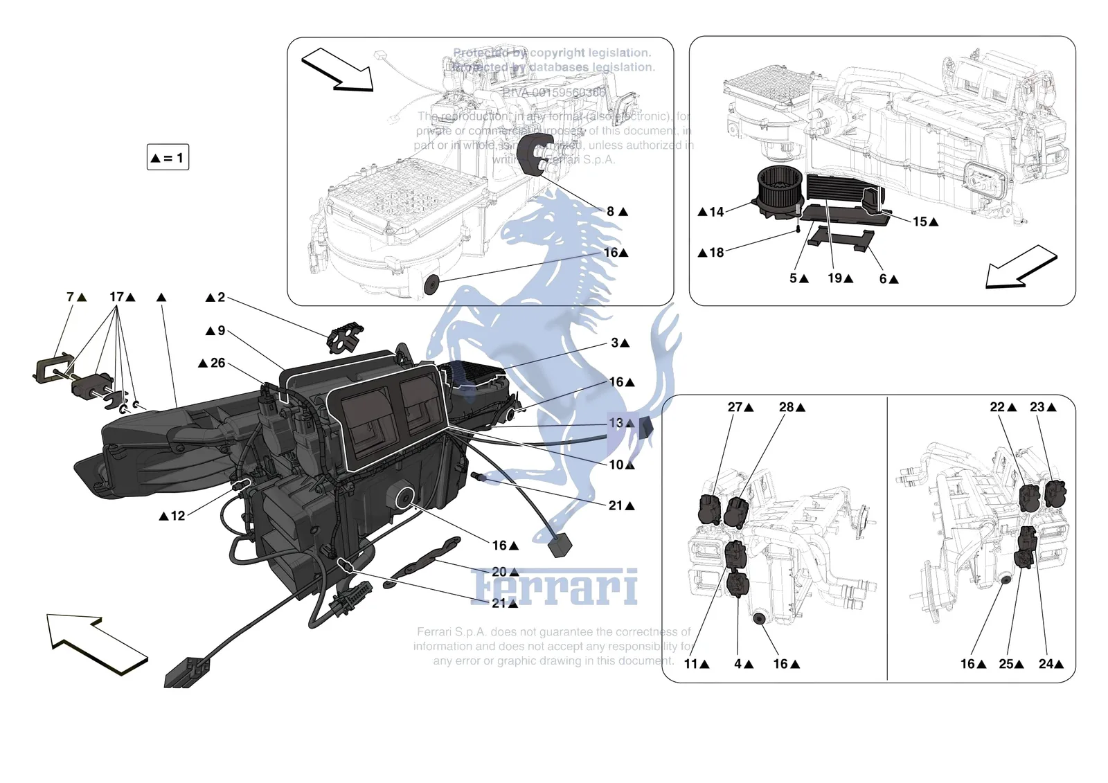 Ferrari Monza SP2 [VEHICLE TRIM] - E.57.01 - AC SYSTEM - EVAPORATOR exploded diagram
