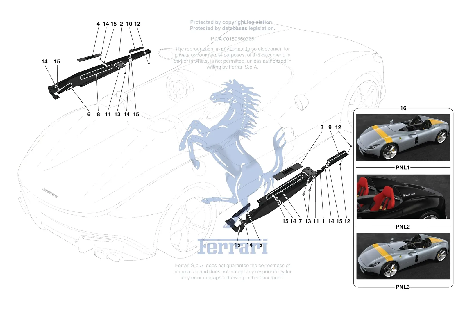 Ferrari Monza SP2 [VEHICLE TRIM] - E.59 - EXTERNAL LATERAL TRIM exploded diagram