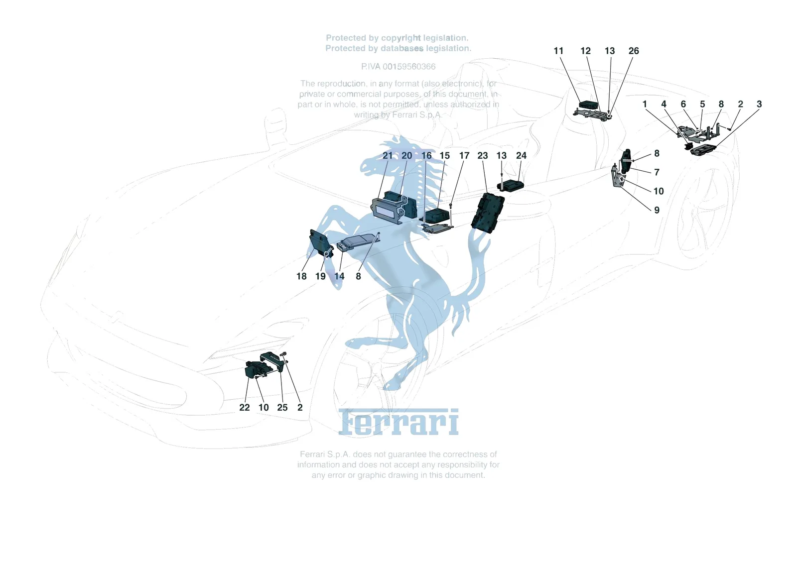 Ferrari Monza SP2 [ELECTRICAL SYSTEM] - F.06 - ELECTRICAL SYSTEM CONTROL UNITS exploded diagram