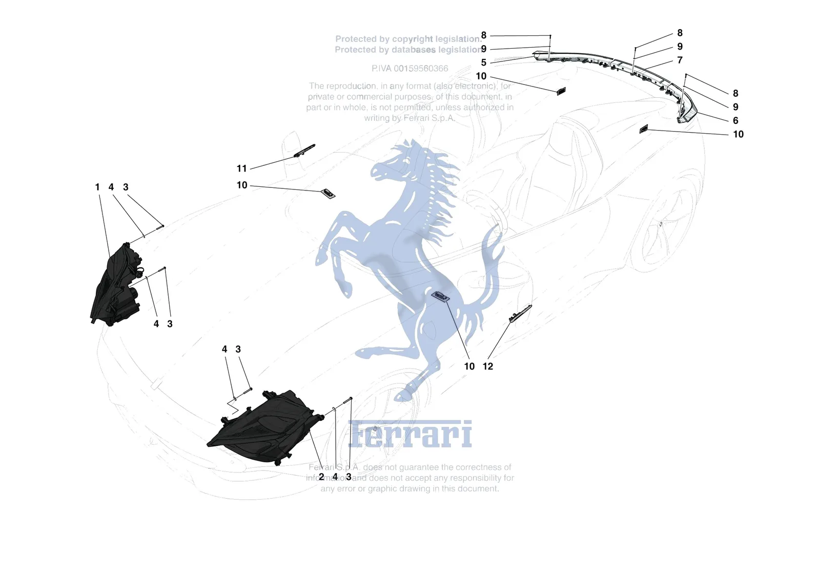 Ferrari Monza SP2 [ELECTRICAL SYSTEM] - F.09 - LIGHTING SYSTEMS exploded diagram
