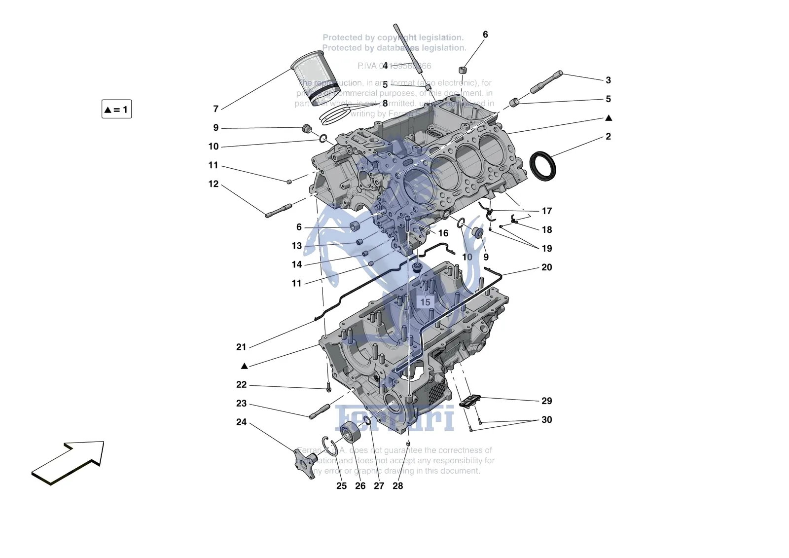 Ferrari Portofino M [ENGINE] - B.1 - CRANKCASE exploded diagram